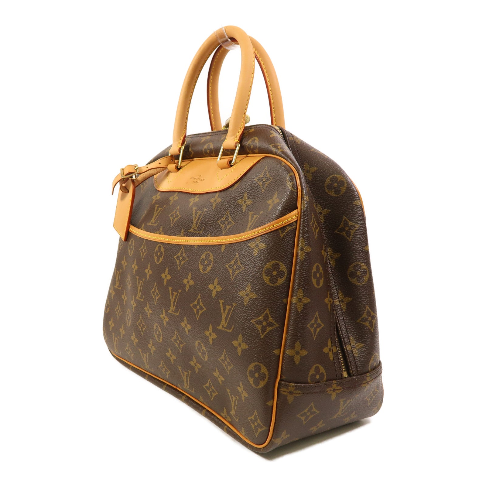 LOUIS VUITTON Monogram Deauville金扣手挽袋棕色