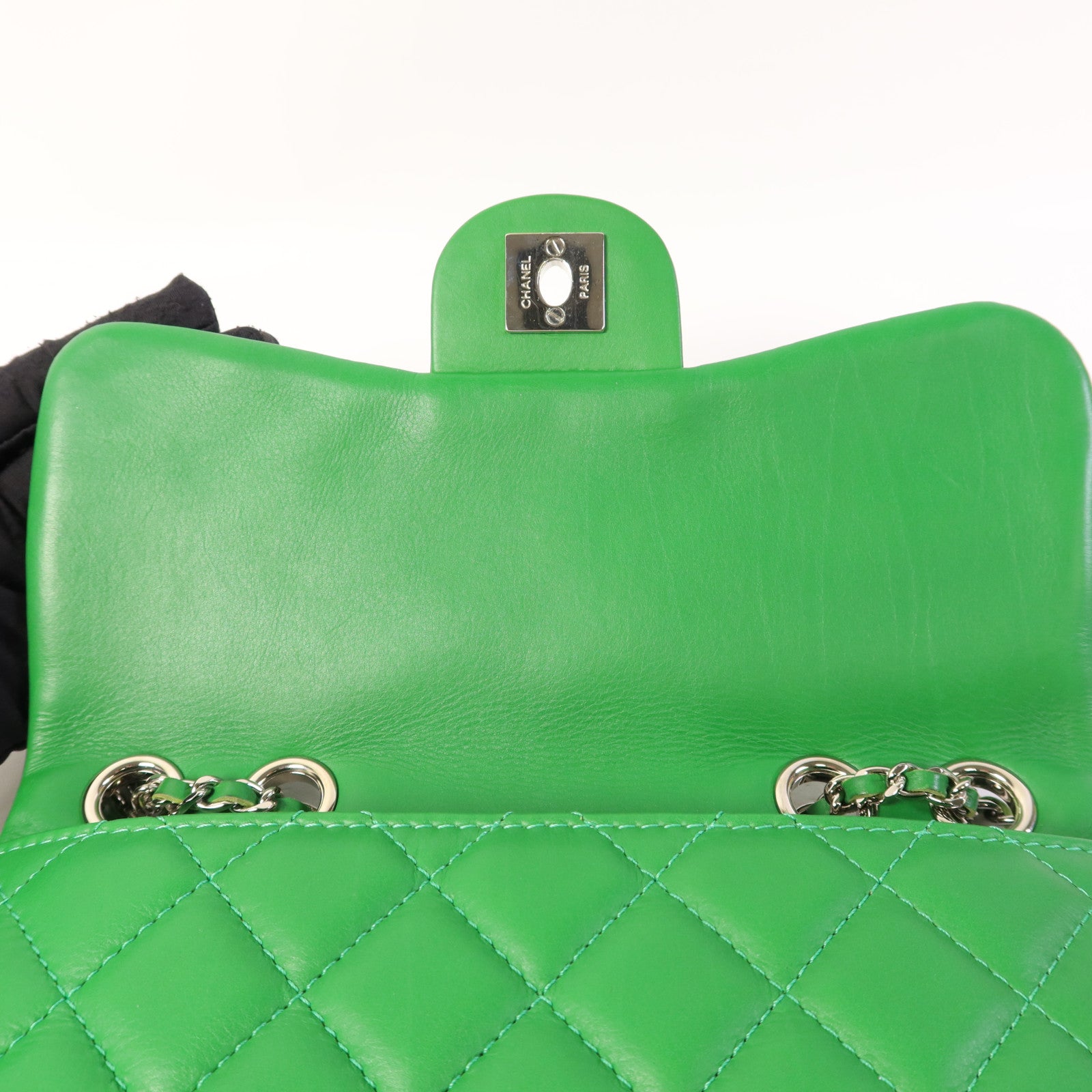 CHANEL 羊皮皮革Chain Shoulder Bag銀扣鏈帶肩背袋