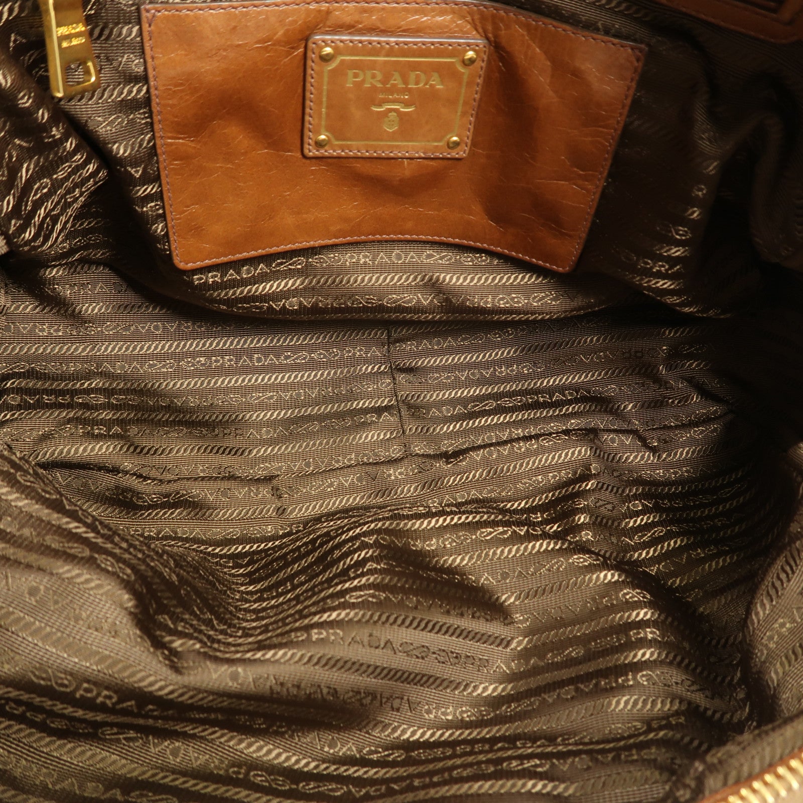PRADA 牛皮皮革Bauletto Bag金扣手挽肩背兩用袋