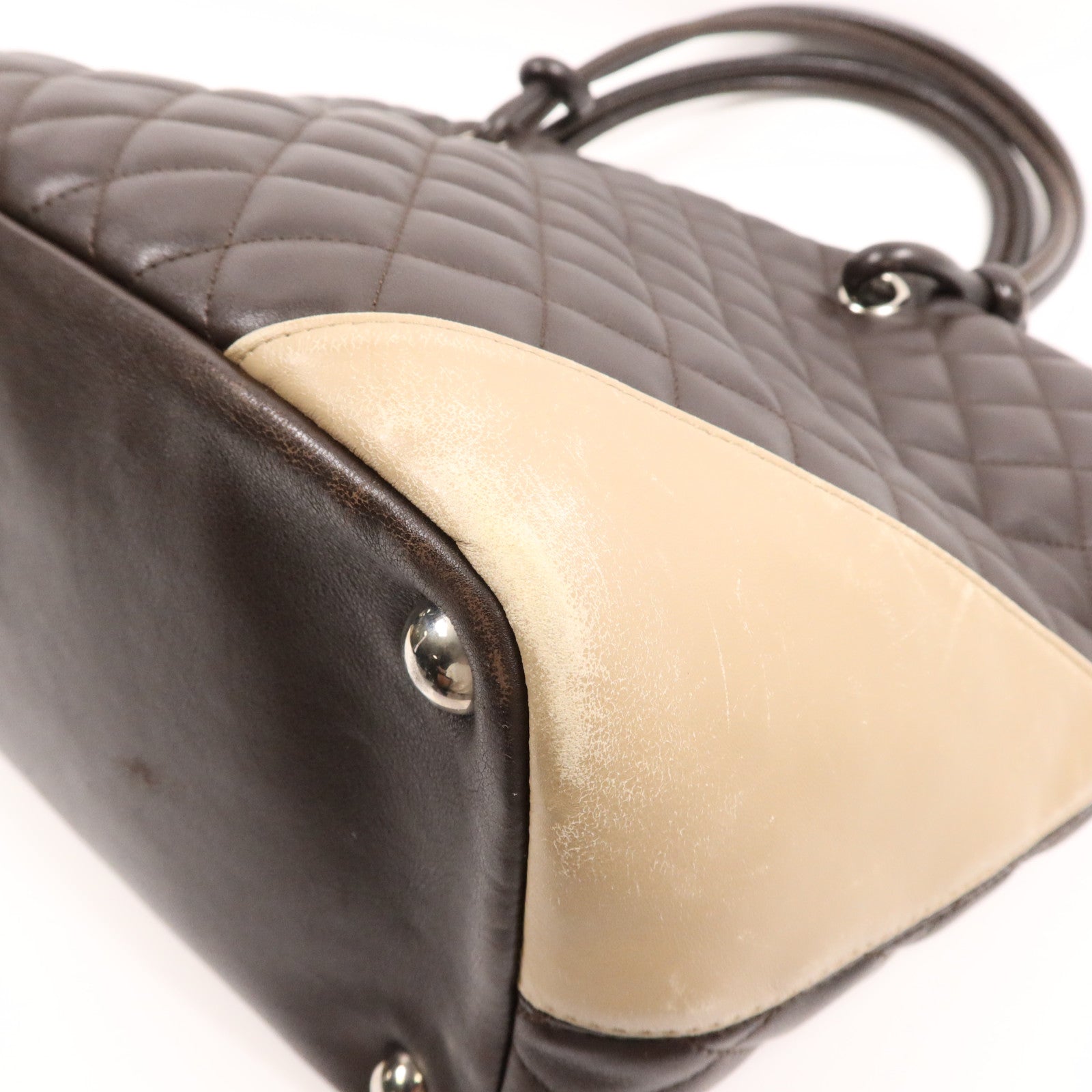 CHANEL 牛皮皮革Cambon Tote Bag銀扣手挽袋