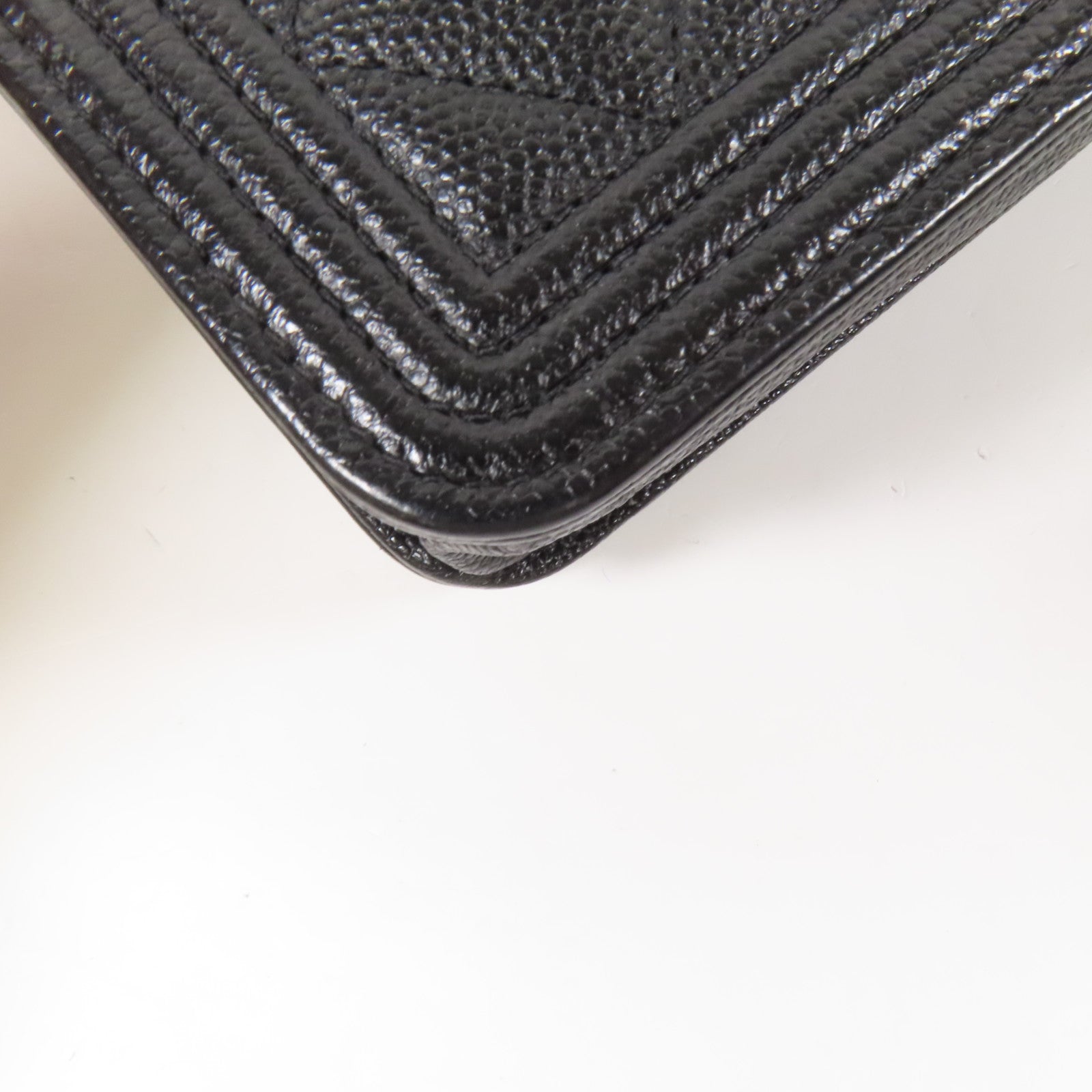 CHANEL 牛皮皮革Boy WOC金扣鏈帶肩背袋