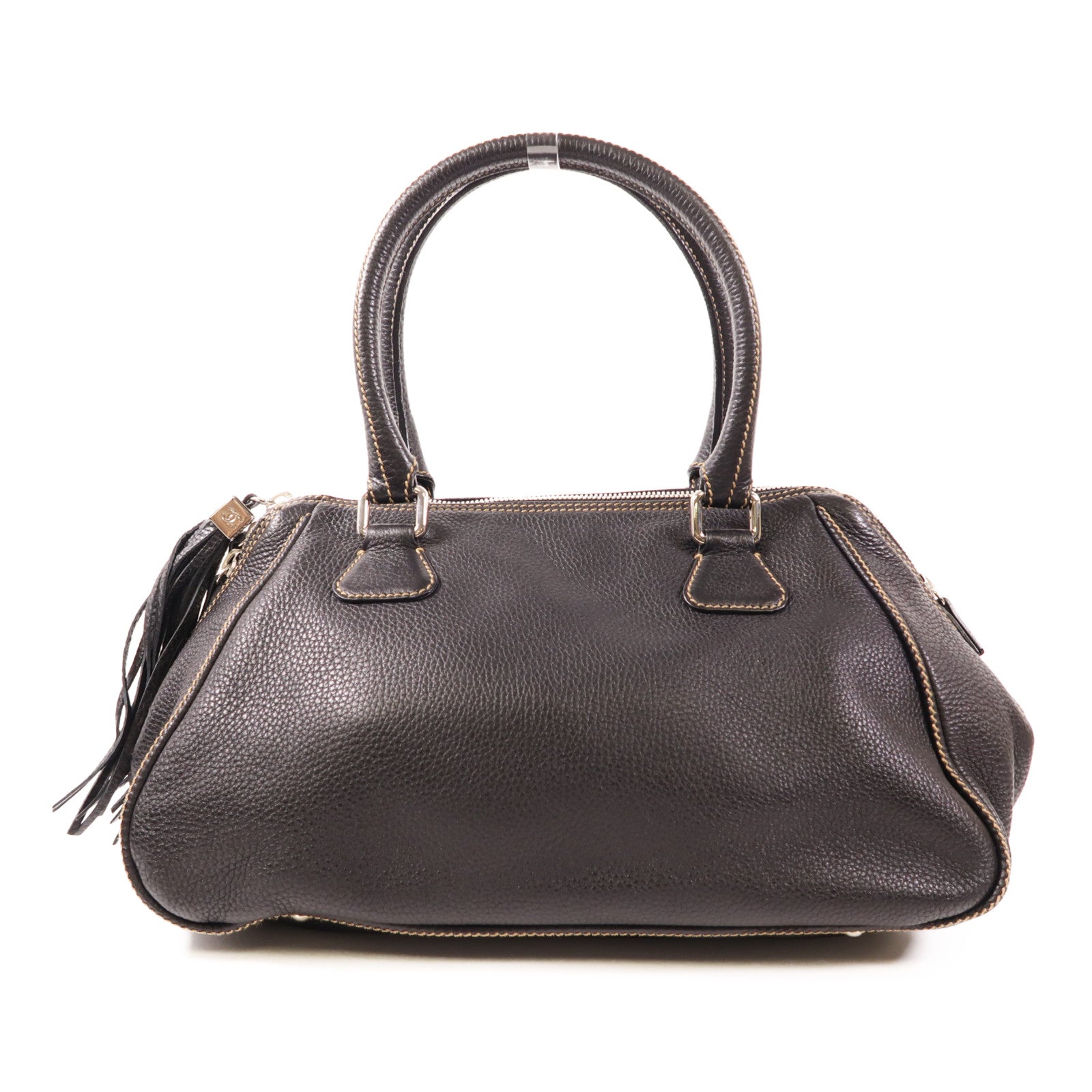 CHANEL 牛皮皮革Shoulder Bag銀扣手挽袋