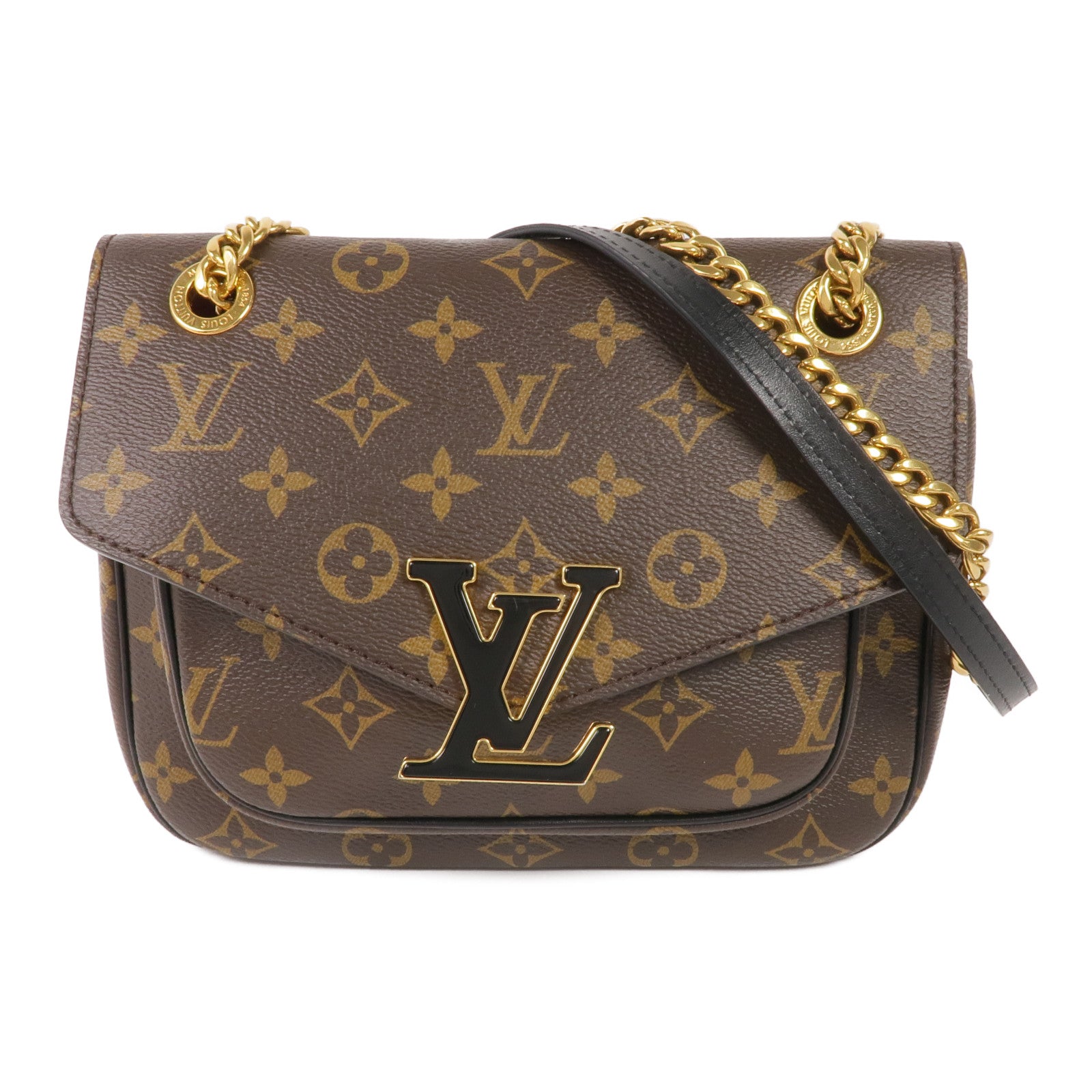 LOUIS VUITTON Monogram Passy金扣肩背袋棕色