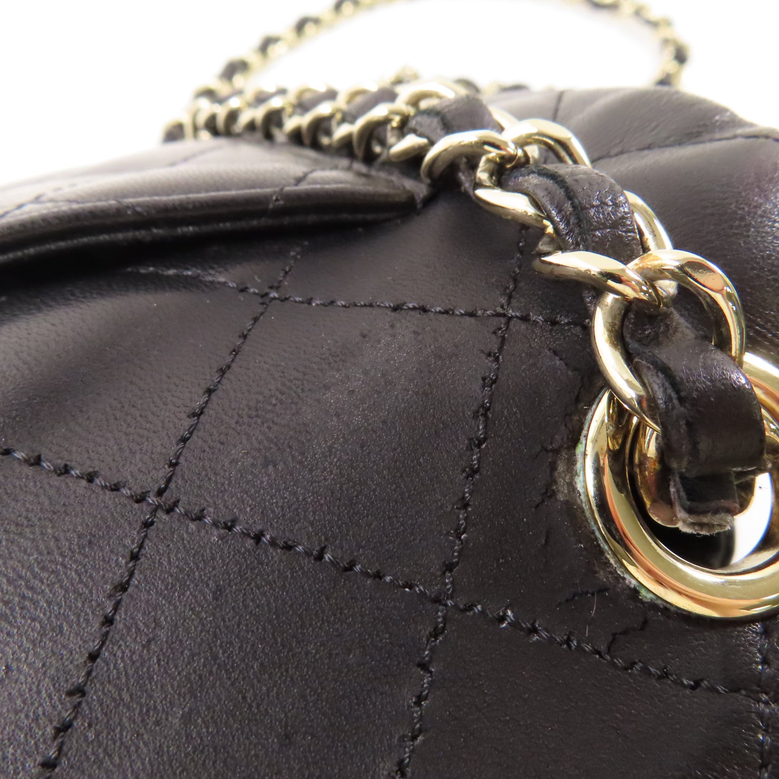 CHANEL 羊皮皮革Shoulder Bag銀扣鏈帶肩背袋