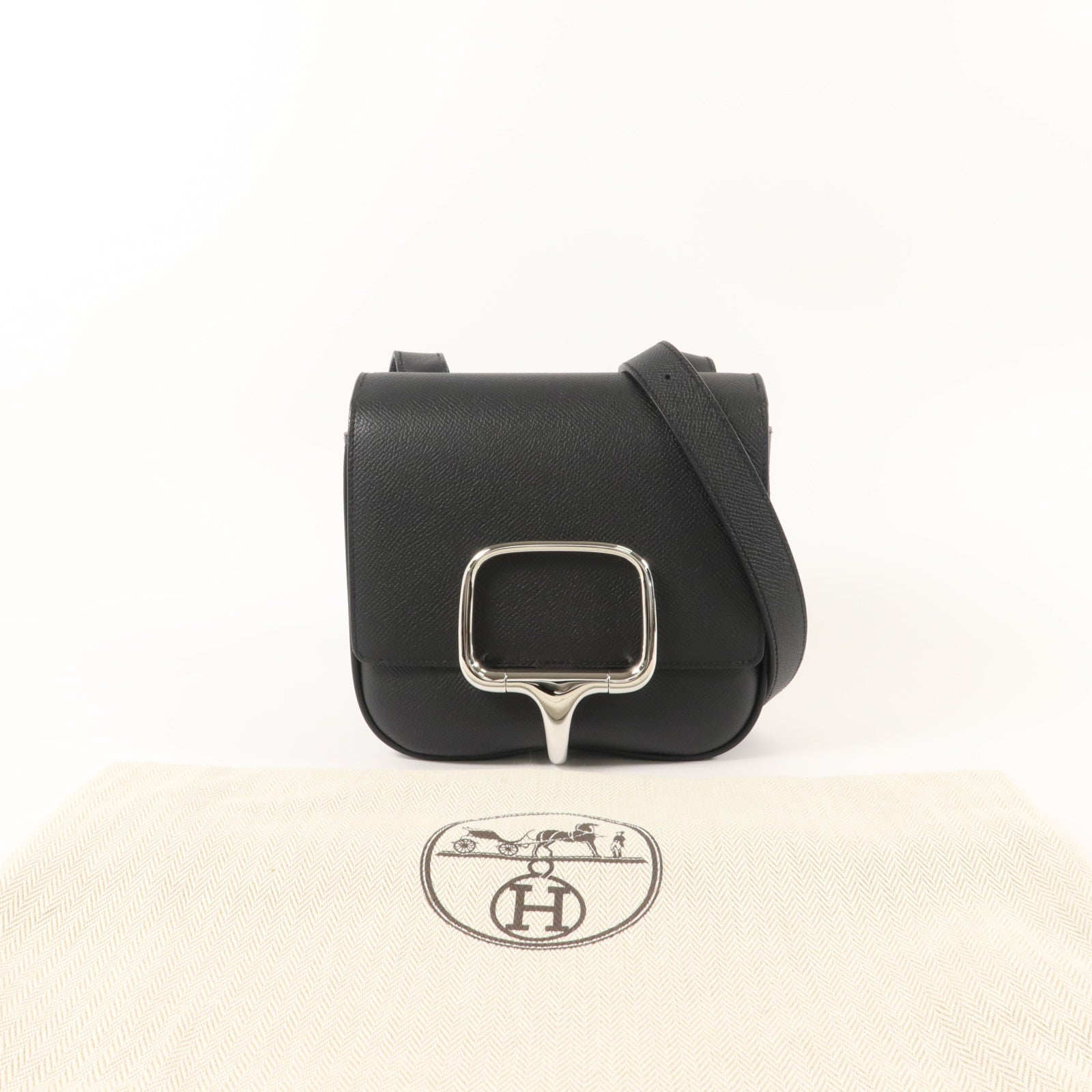 HERMES Epsom皮革Della Cavalleria Mini肩背袋Noir