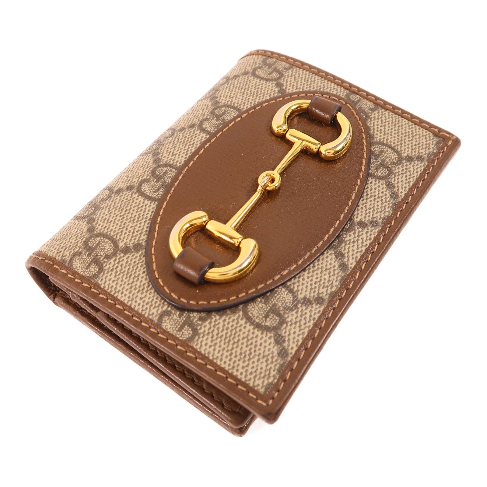 GUCCI 塗層帆布Horsebit 1955金扣錢包