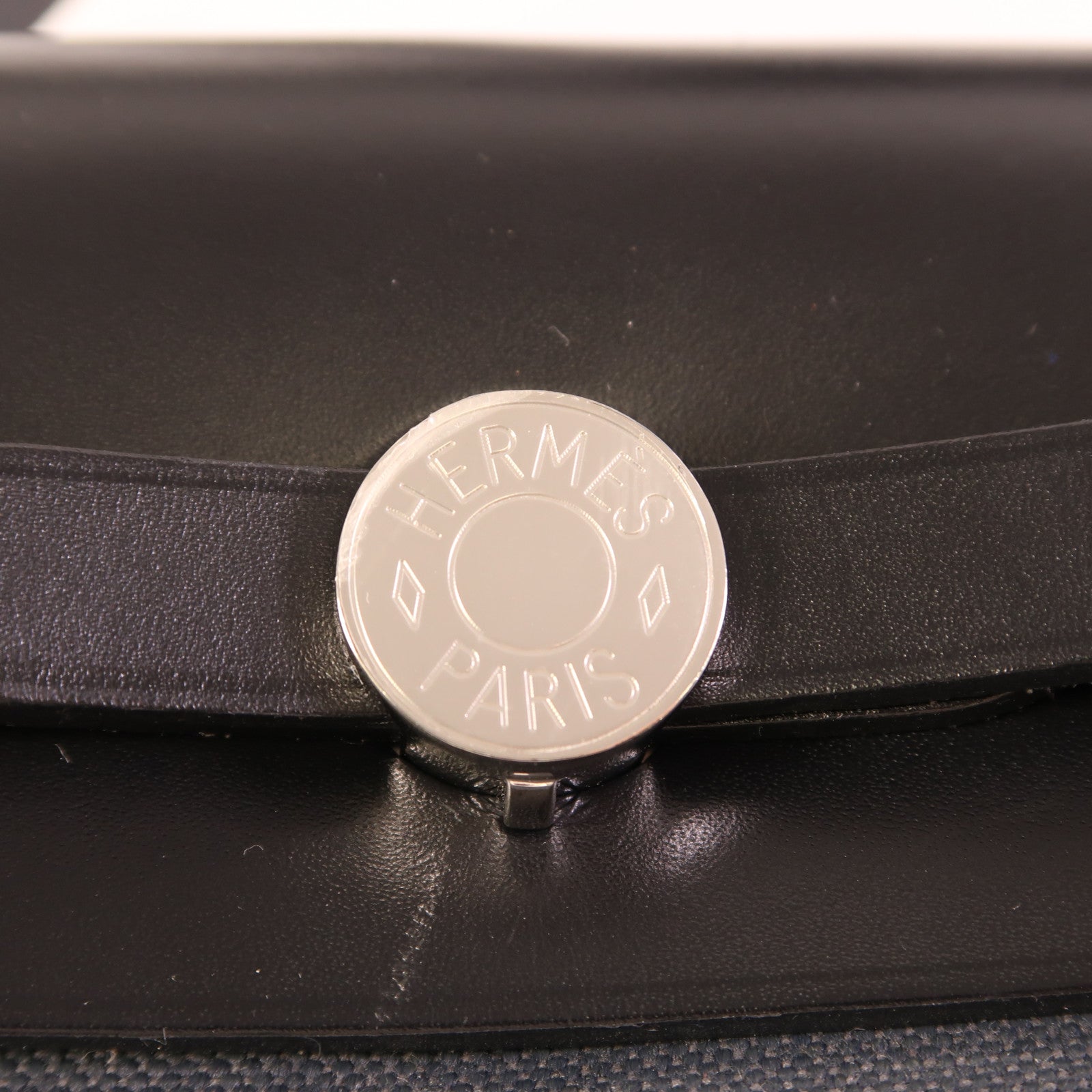 HERMES 帆布Herbag PM銀扣手挽肩背兩用袋Ardoise