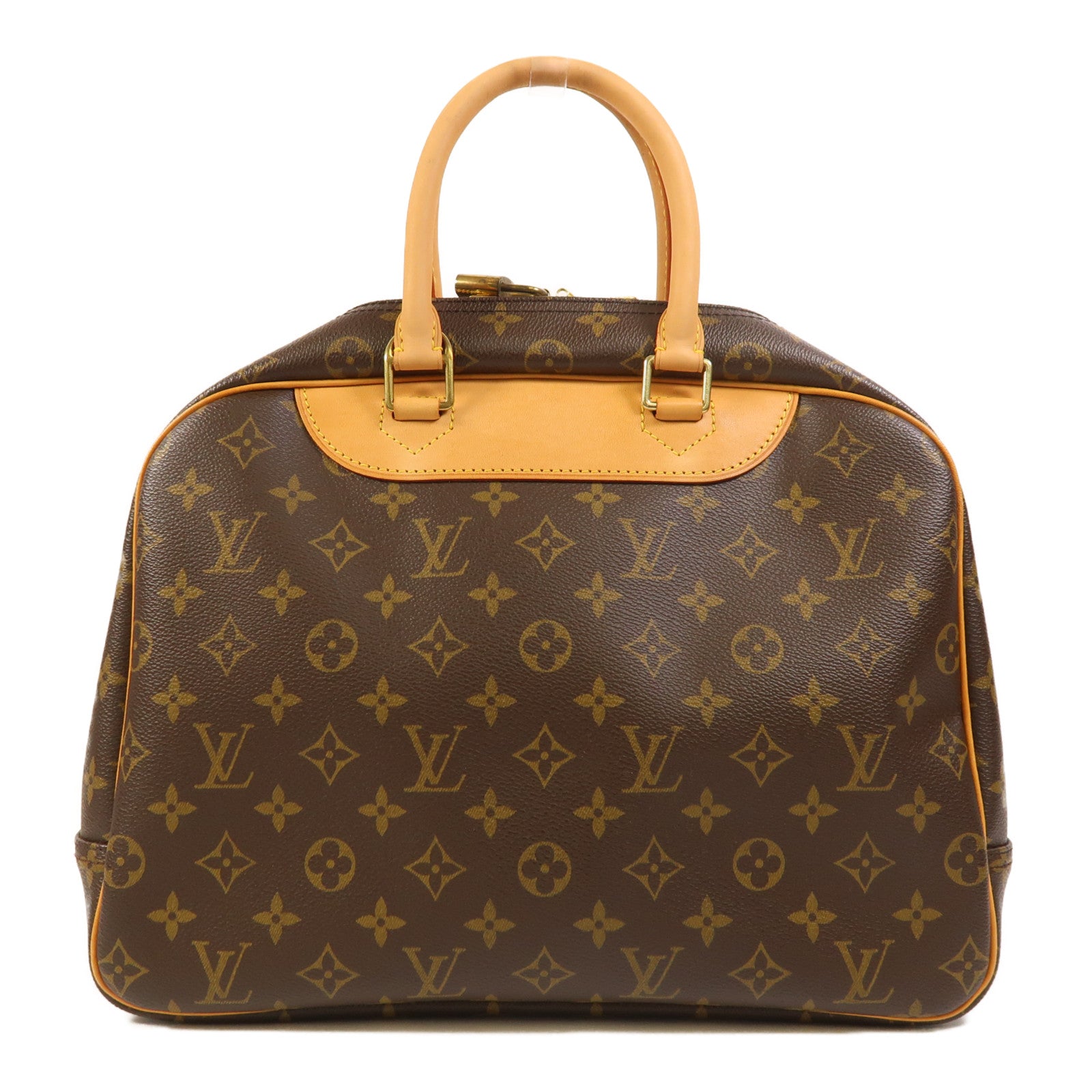 LOUIS VUITTON Monogram Deauville金扣手挽袋棕色