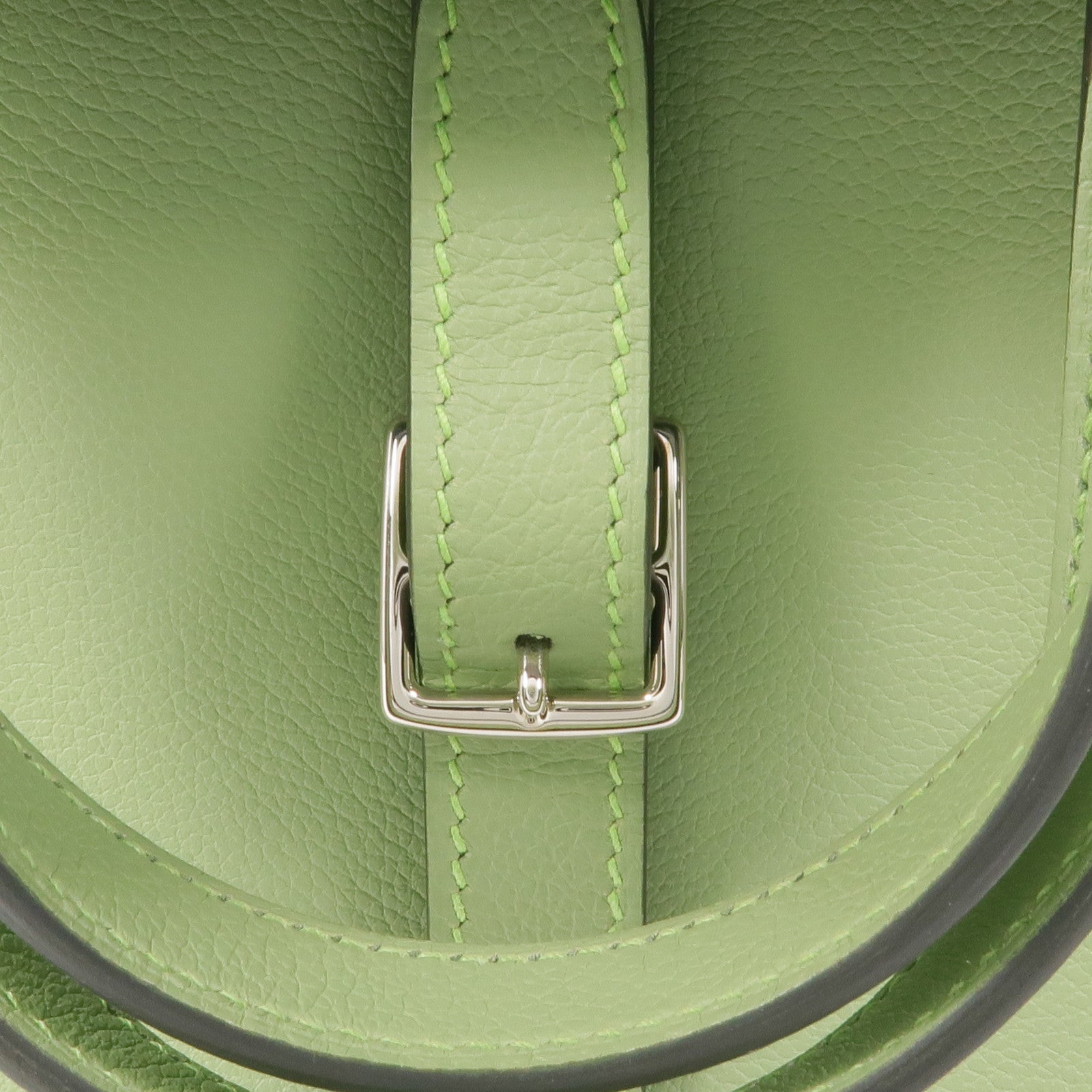 HERMES Evercolor皮革Halzan 25銀扣手挽肩背兩用袋Vert Criquet