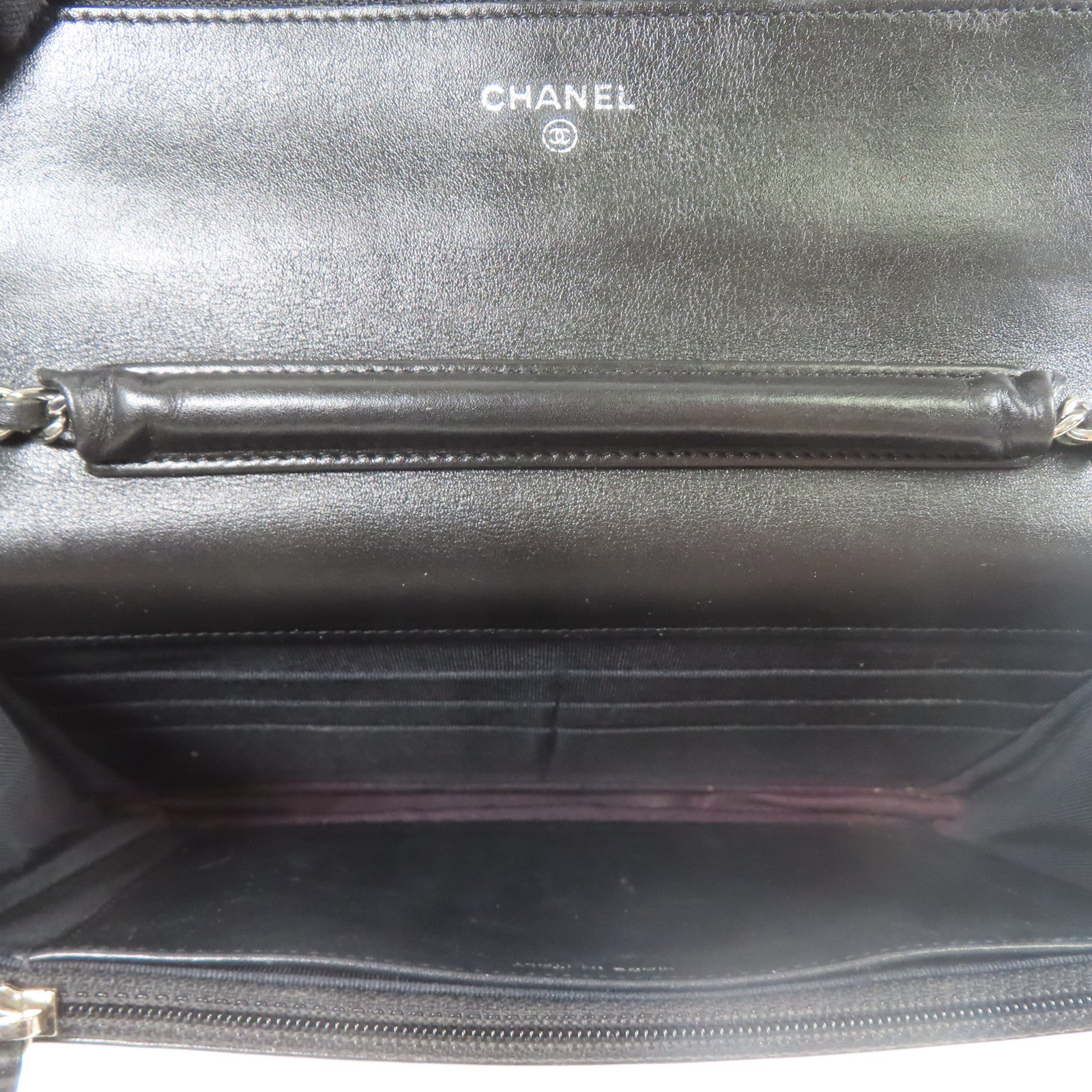 CHANEL 漆皮皮革WOC Wallet On Chain銀扣鏈帶肩背袋