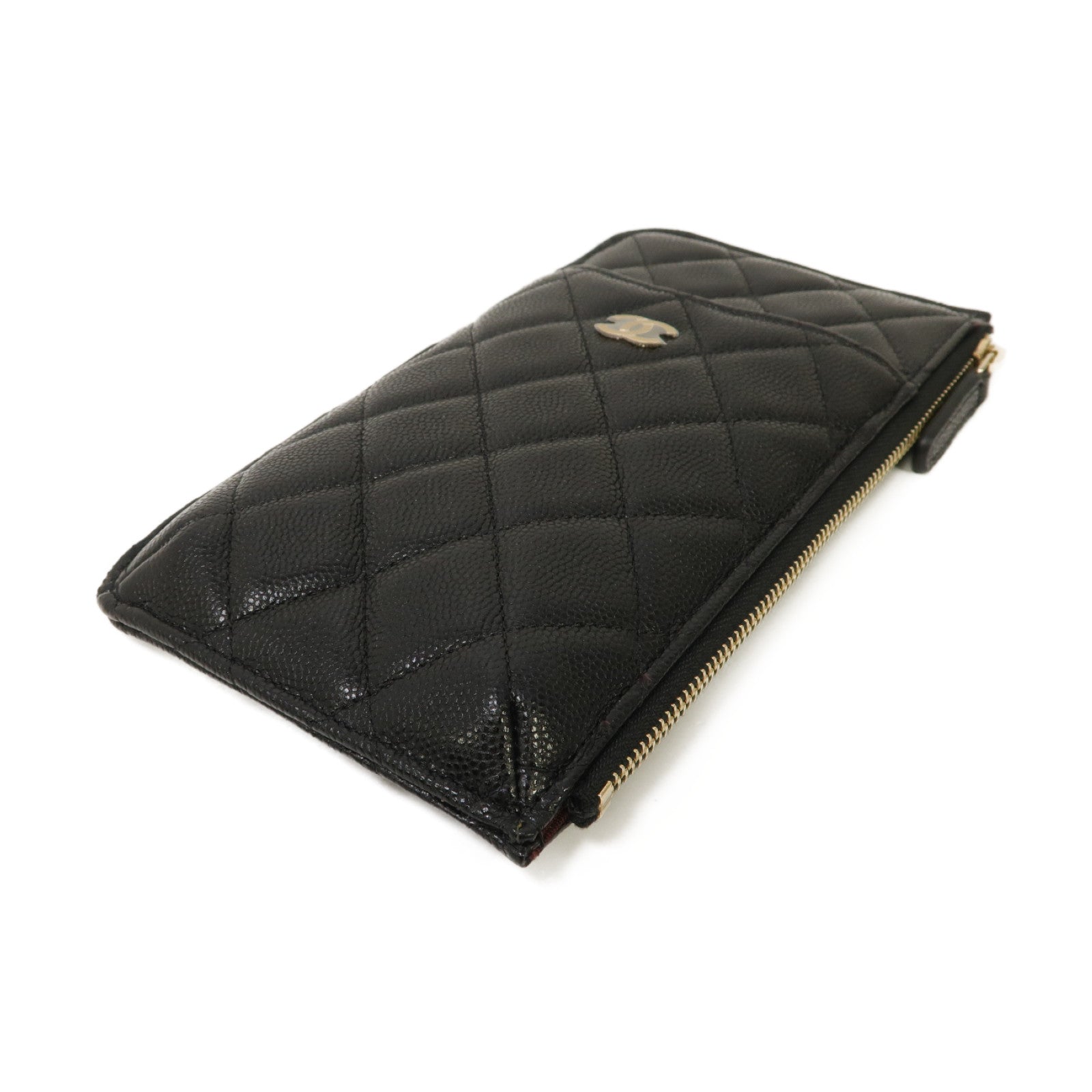 CHANEL 【激減優惠】菱格Caviar皮革Clutch Bag金扣手拿包黑色