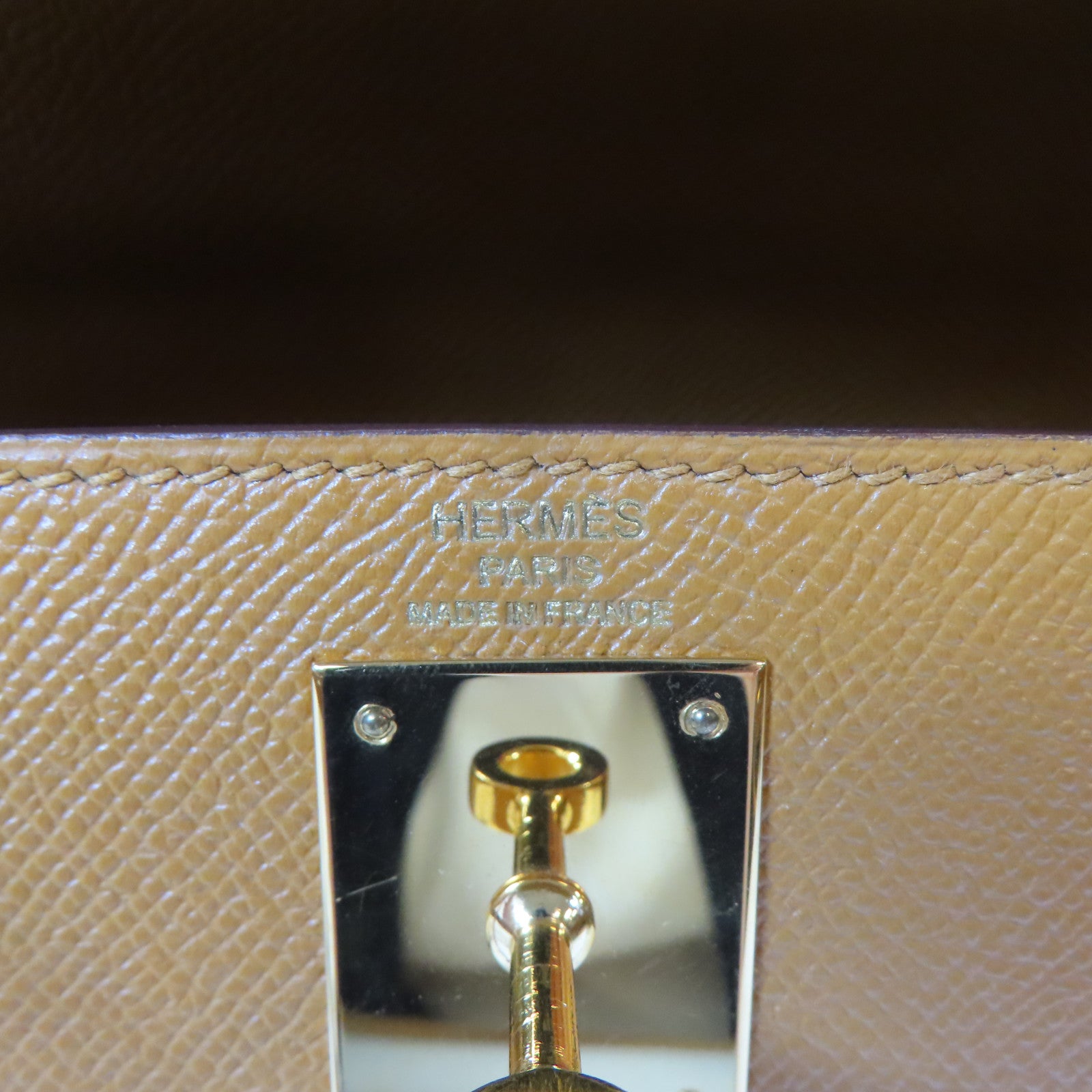 HERMES Epsom皮革Kelly 28金扣手挽肩背兩用袋Caramel/啡色