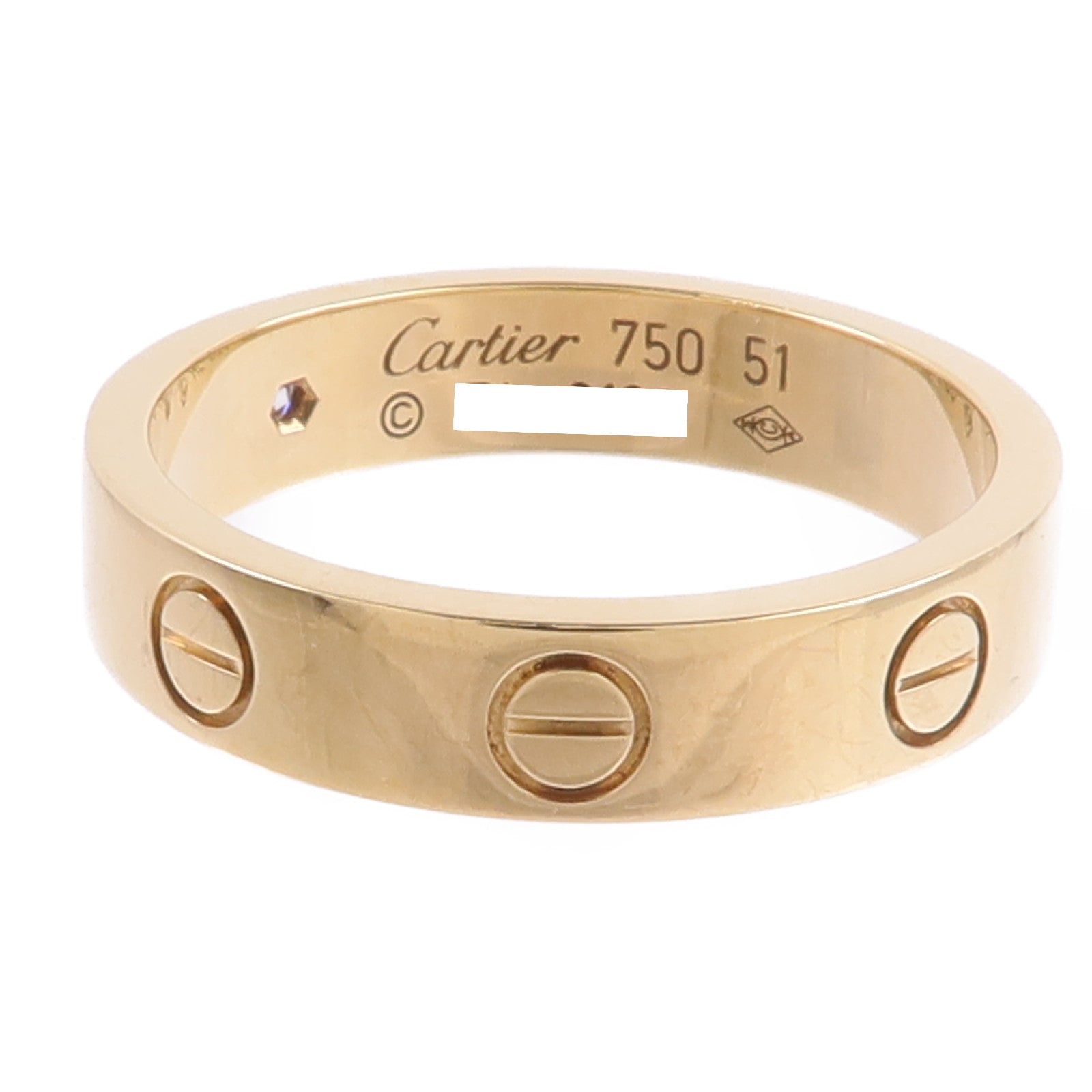 CARTIER 18K黃金Mini Love Ring 1 Diamond鑽石戒指