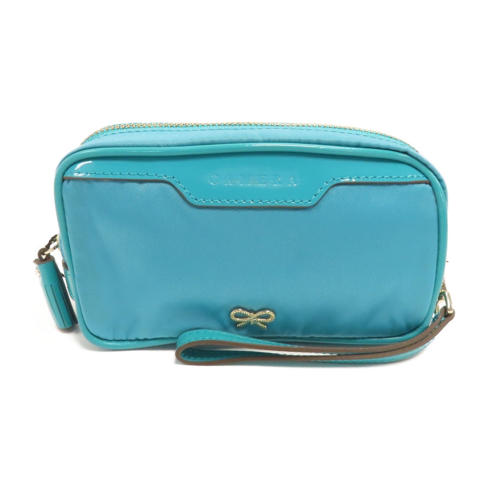 ANYA HINDMARCH 尼龍Clutch Bag金扣手拿包藍色