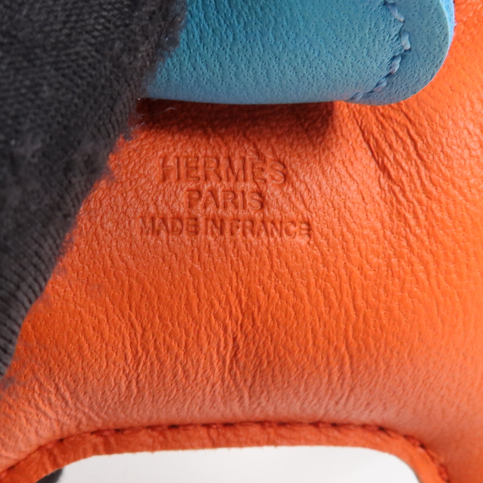 HERMES Milo皮革Rodeo PM掛飾Orange Poppy/Rose Azalee/Bleu Azteque