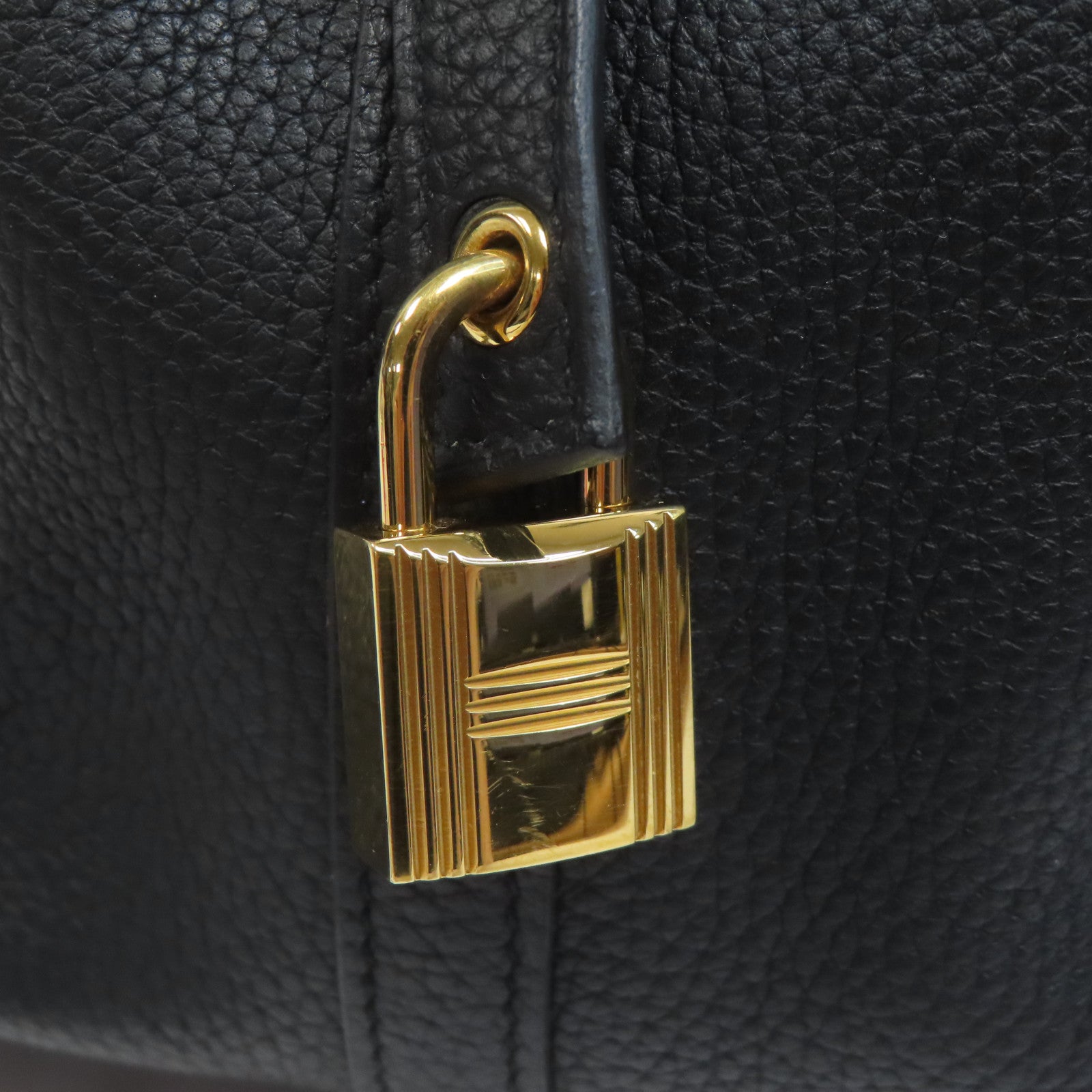 HERMES Togo皮革Picotin MM金扣手挽袋Noir黑色