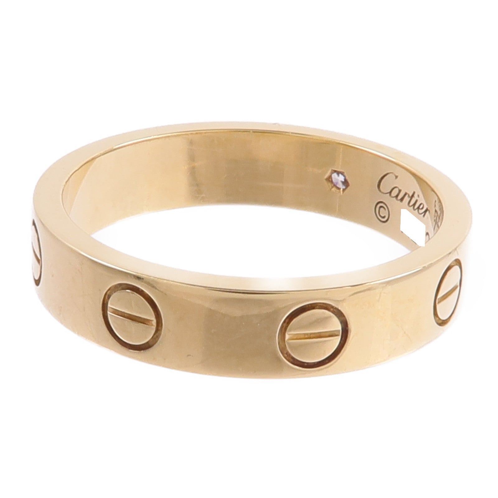 CARTIER 18K黃金Mini Love Ring 1 Diamond鑽石戒指