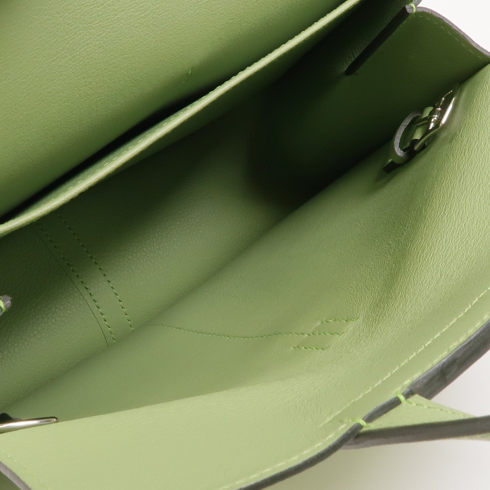 HERMES Evercolor皮革Halzan 25銀扣手挽肩背兩用袋Vert Criquet