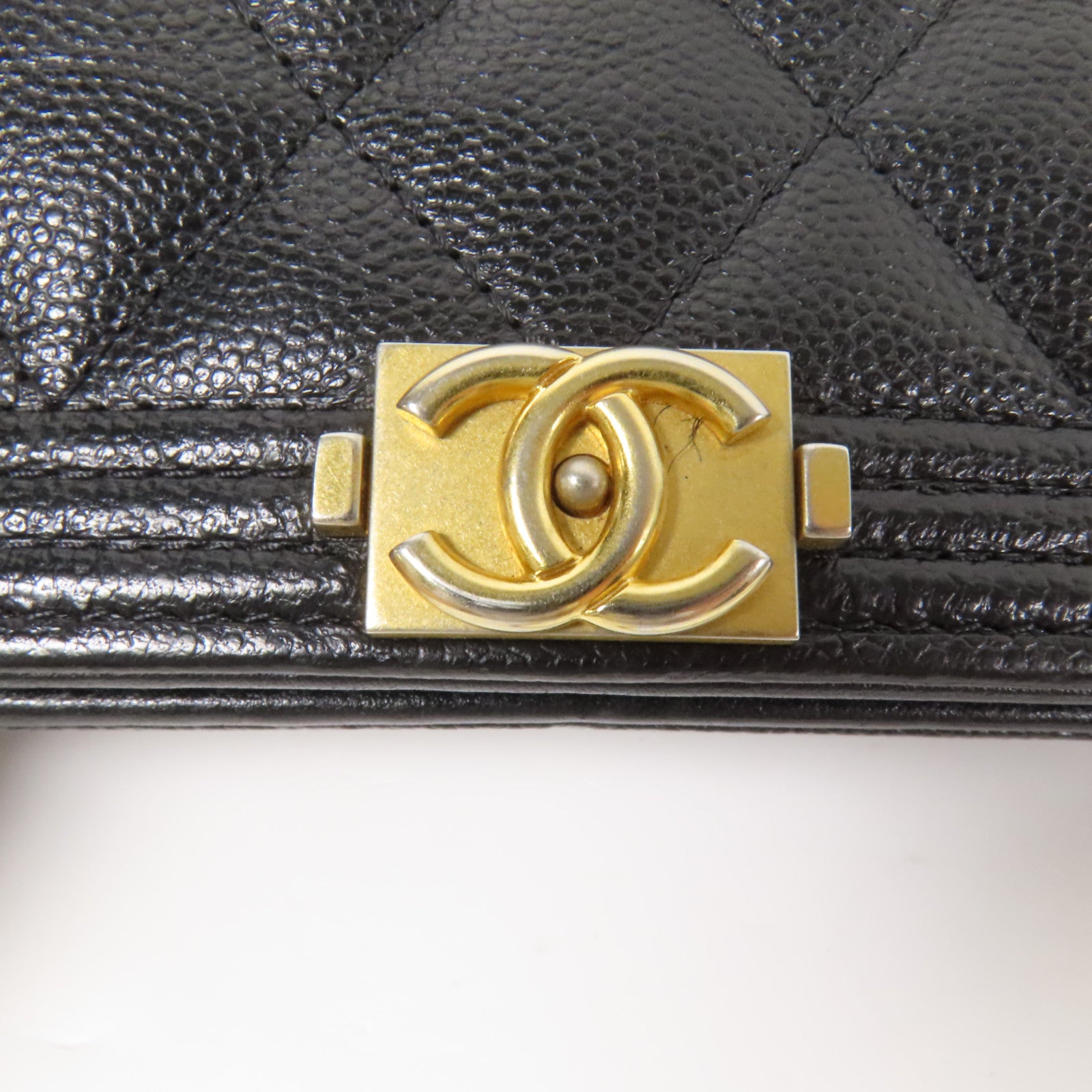 CHANEL 牛皮皮革Boy WOC金扣鏈帶肩背袋