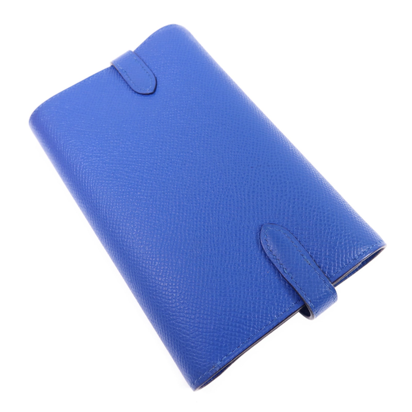 HERMES Epsom皮革Kelly Short Wallet金扣錢包Blue Zanzibar