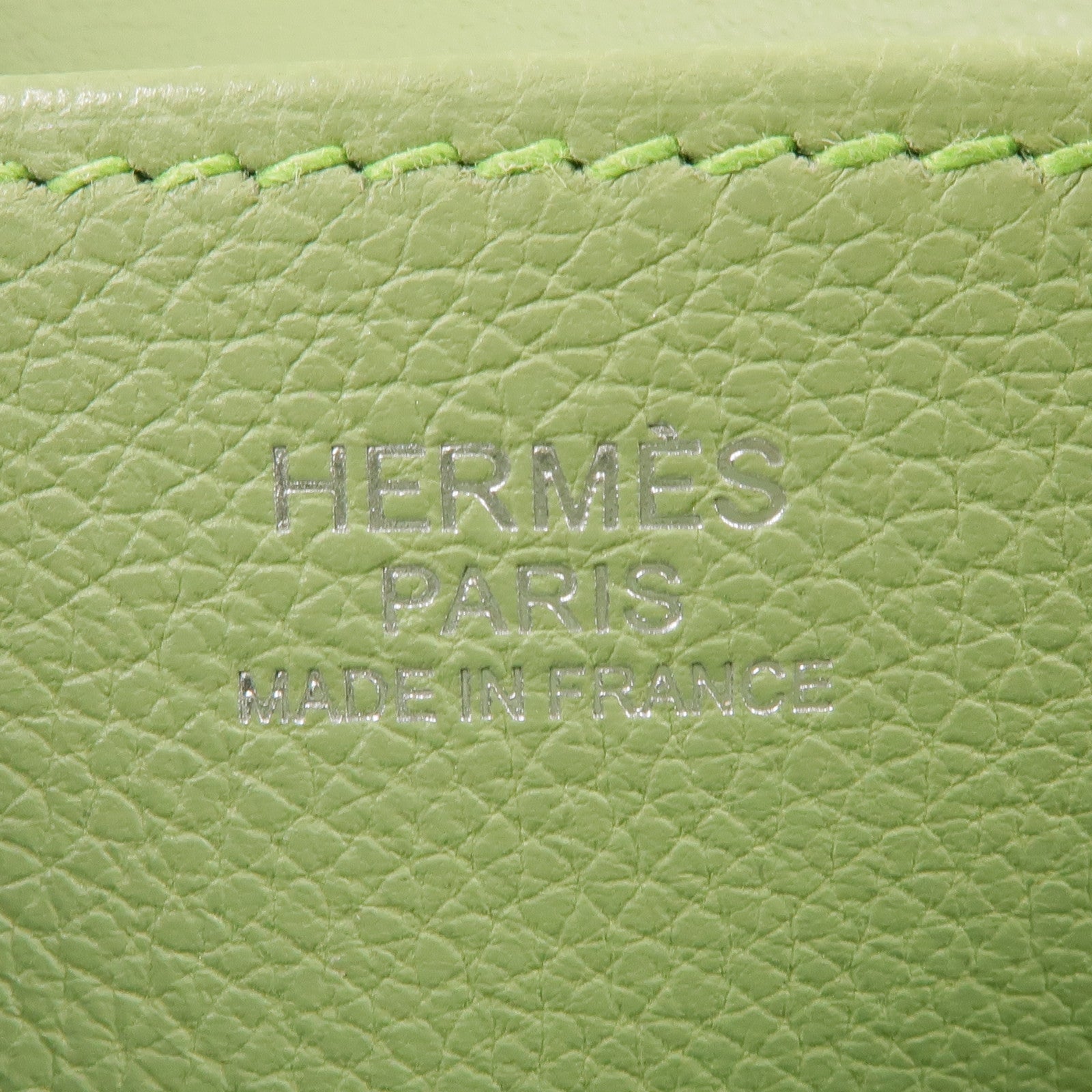 HERMES Evercolor皮革Halzan 25銀扣手挽肩背兩用袋Vert Criquet