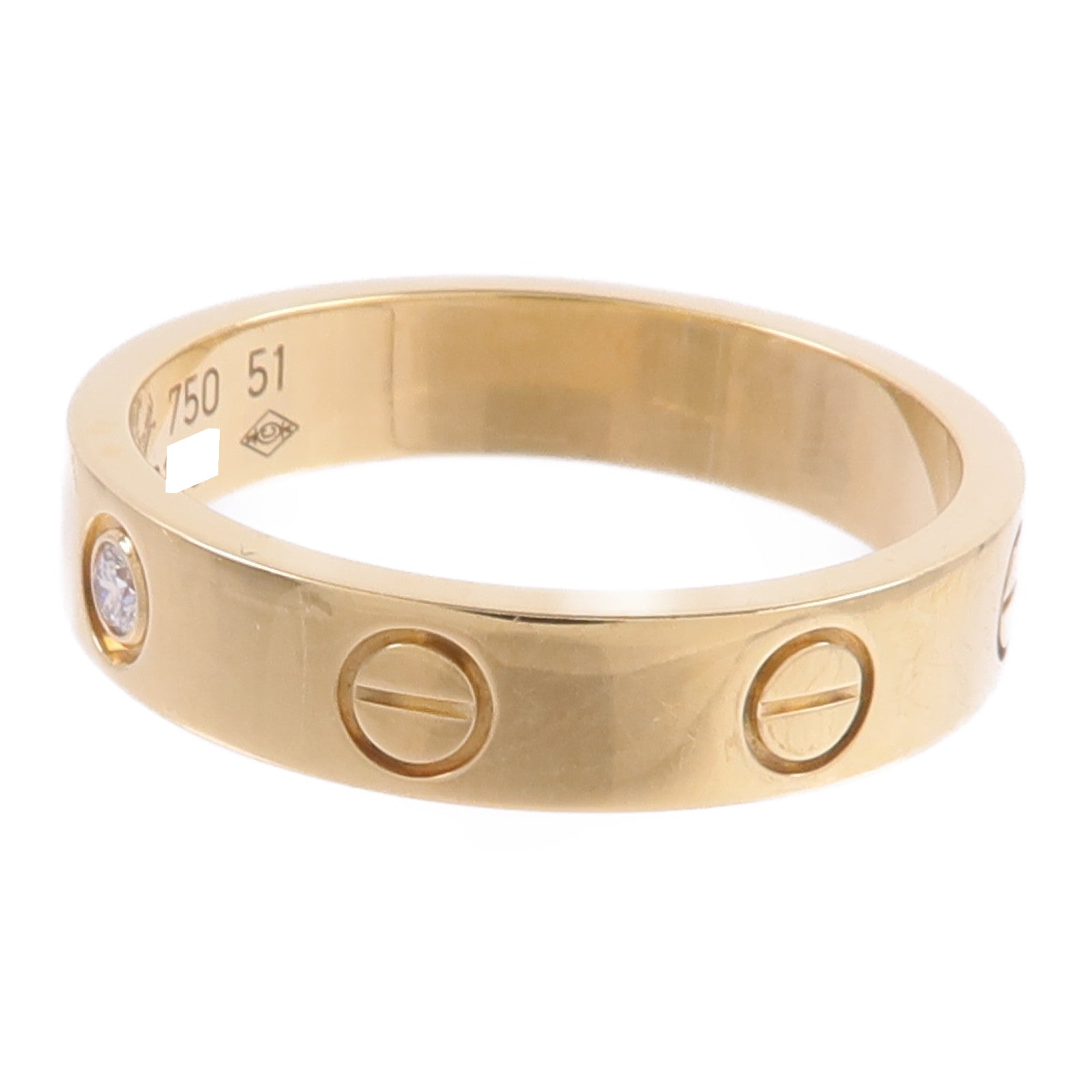 CARTIER 18K黃金Mini Love Ring 1 Diamond鑽石戒指