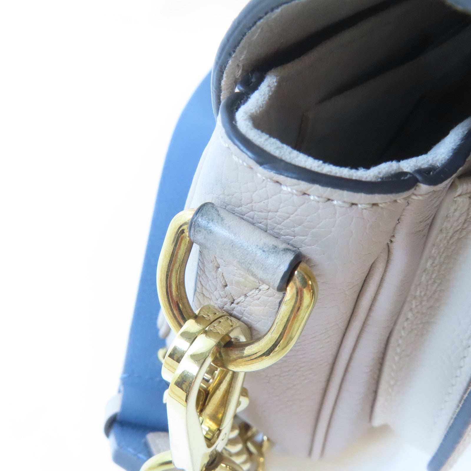 LOUIS VUITTON 牛皮皮革Lockme Tender金扣手挽肩背兩用袋米色/藍色