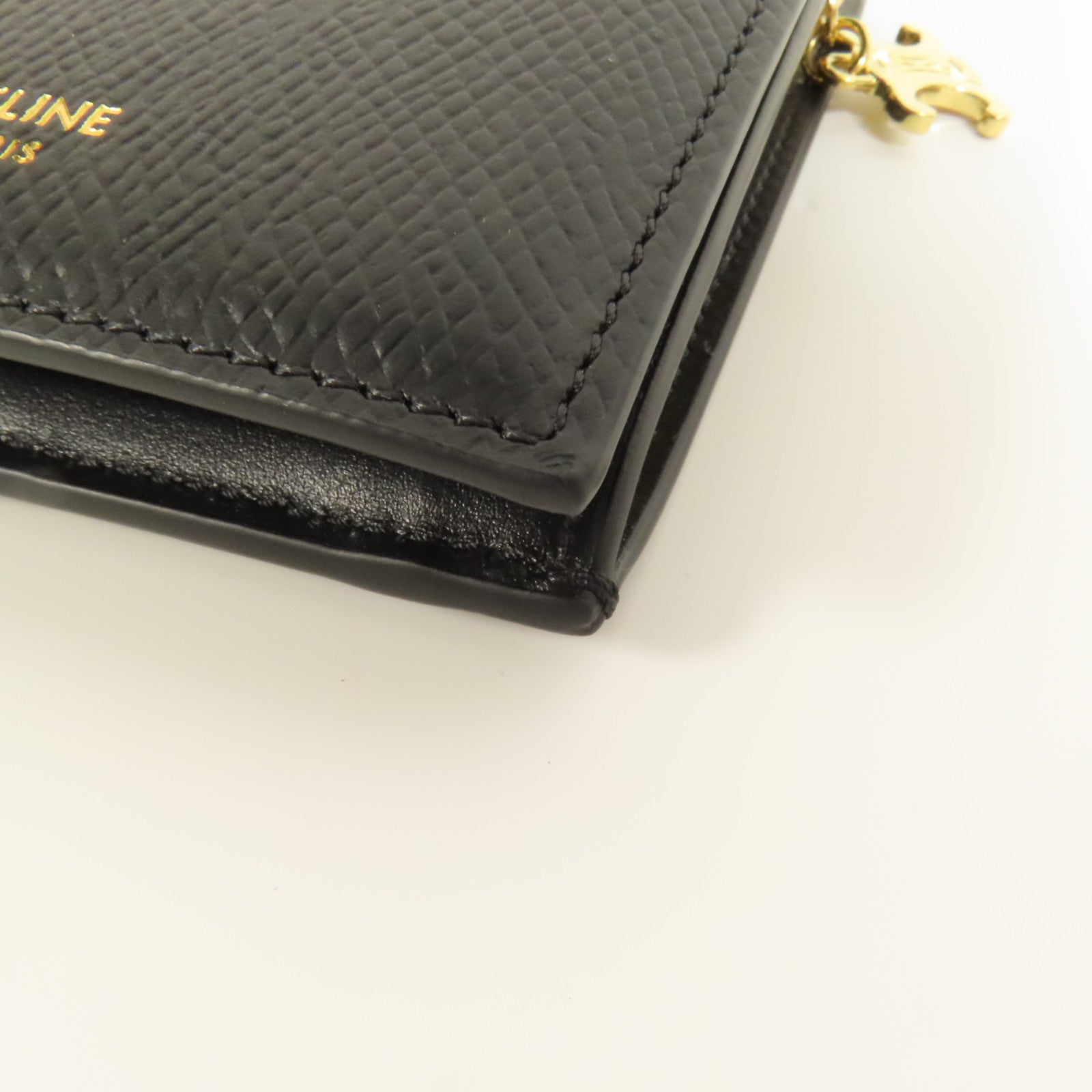 CELINE 牛皮皮革Triomphe Compact Wallet金扣錢包