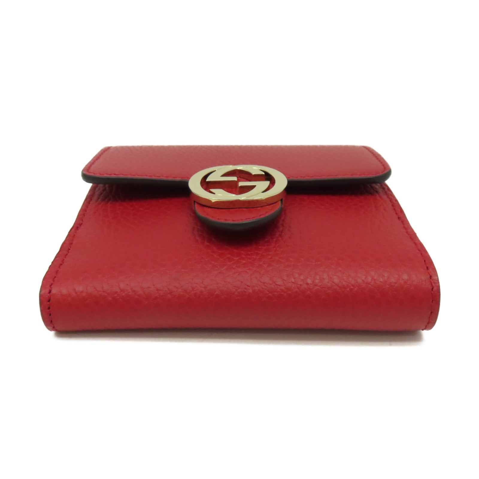 GUCCI 牛皮皮革Short Wallet金扣短錢包紅色