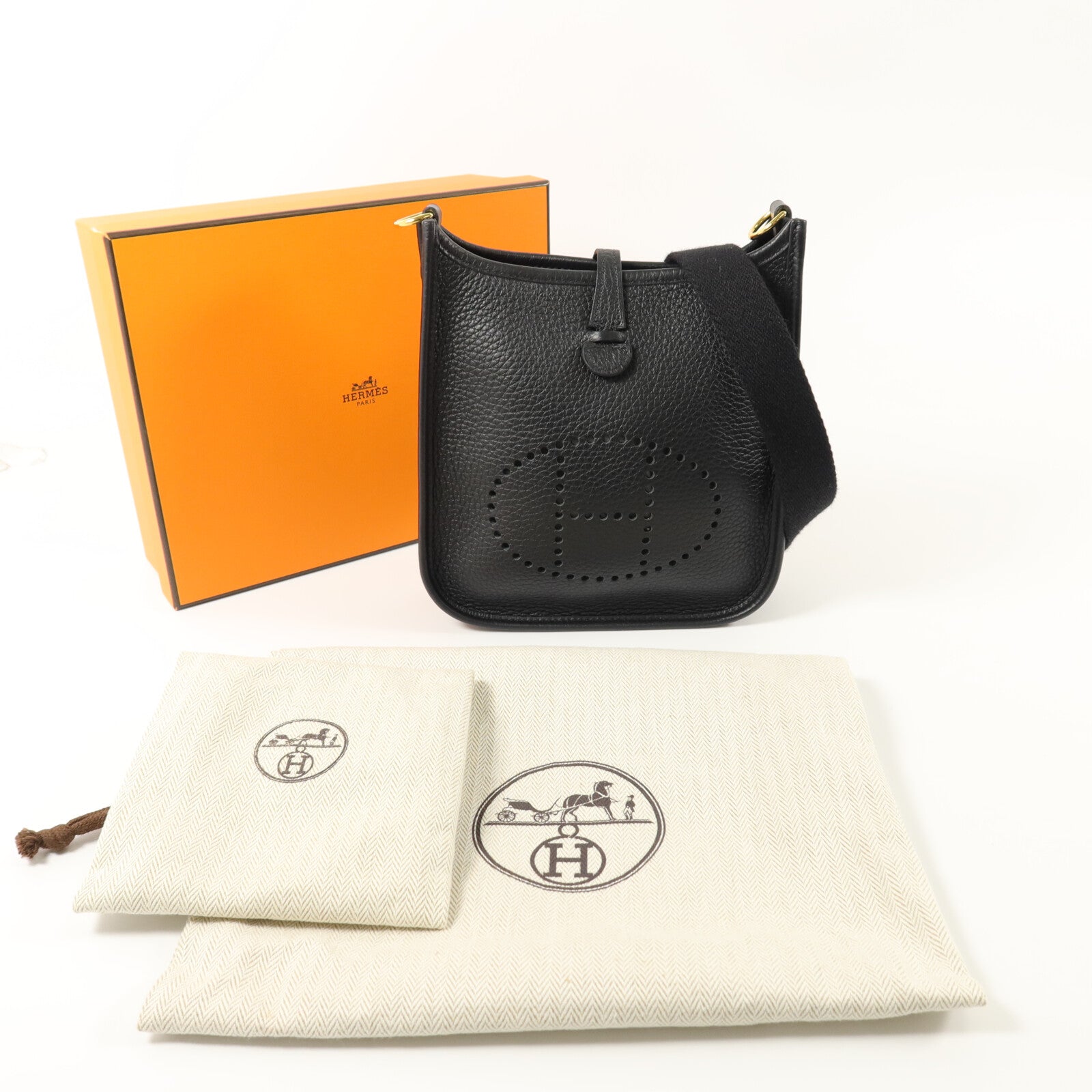 HERMES Clemence皮革Evelyne TPM肩背袋Noir