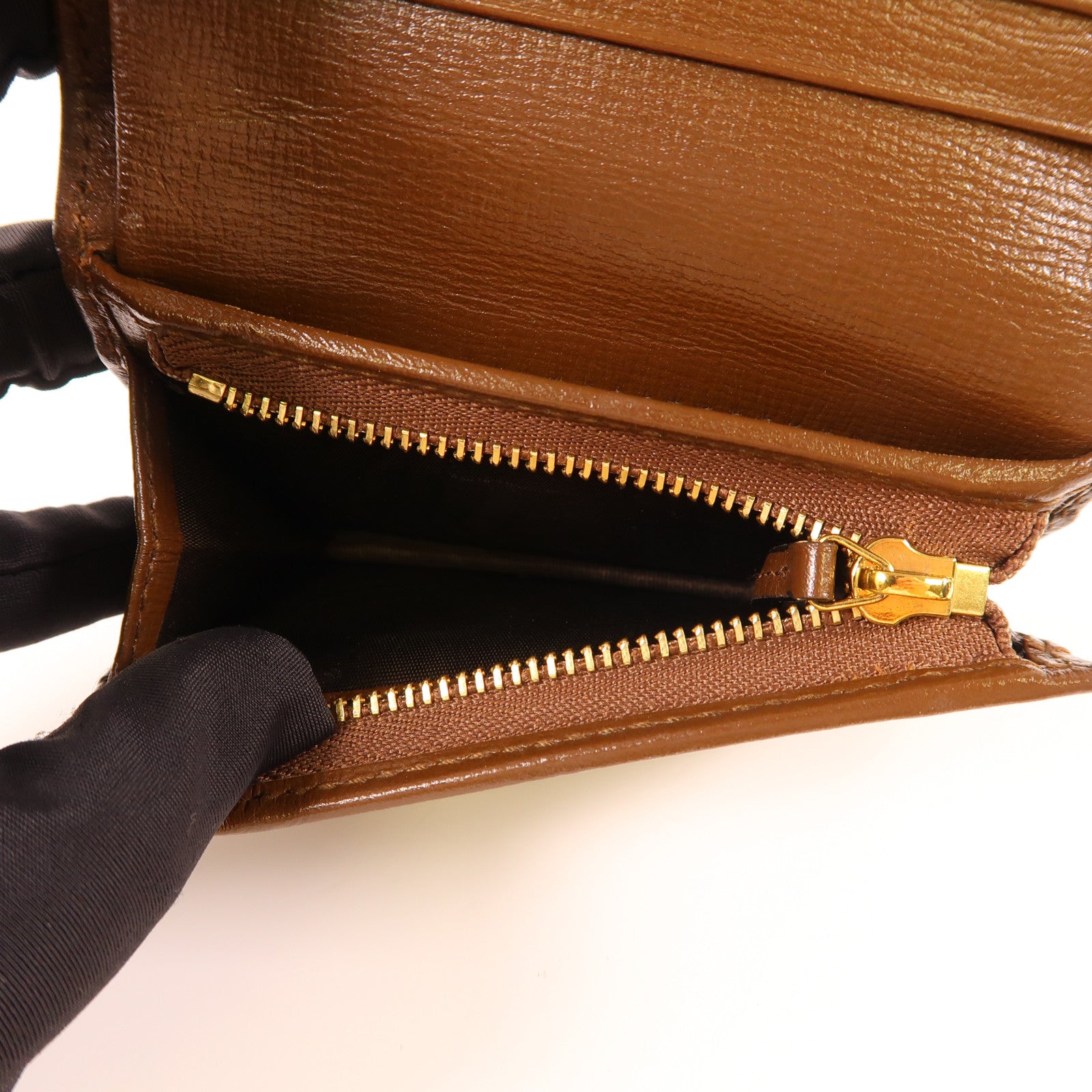 GUCCI 塗層帆布Horsebit 1955金扣錢包