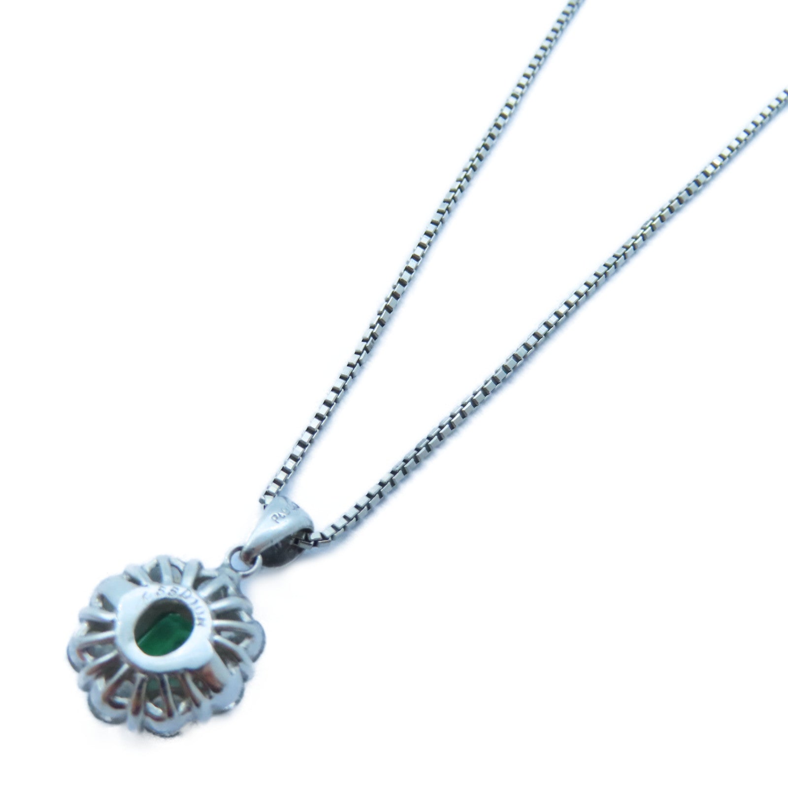 JEWELRY 【激減優惠】PT900白金/PT850白金Emerald/Diamond Necklace 0.55ct綠寶石/1.00ct鑽石項鍊#40cm