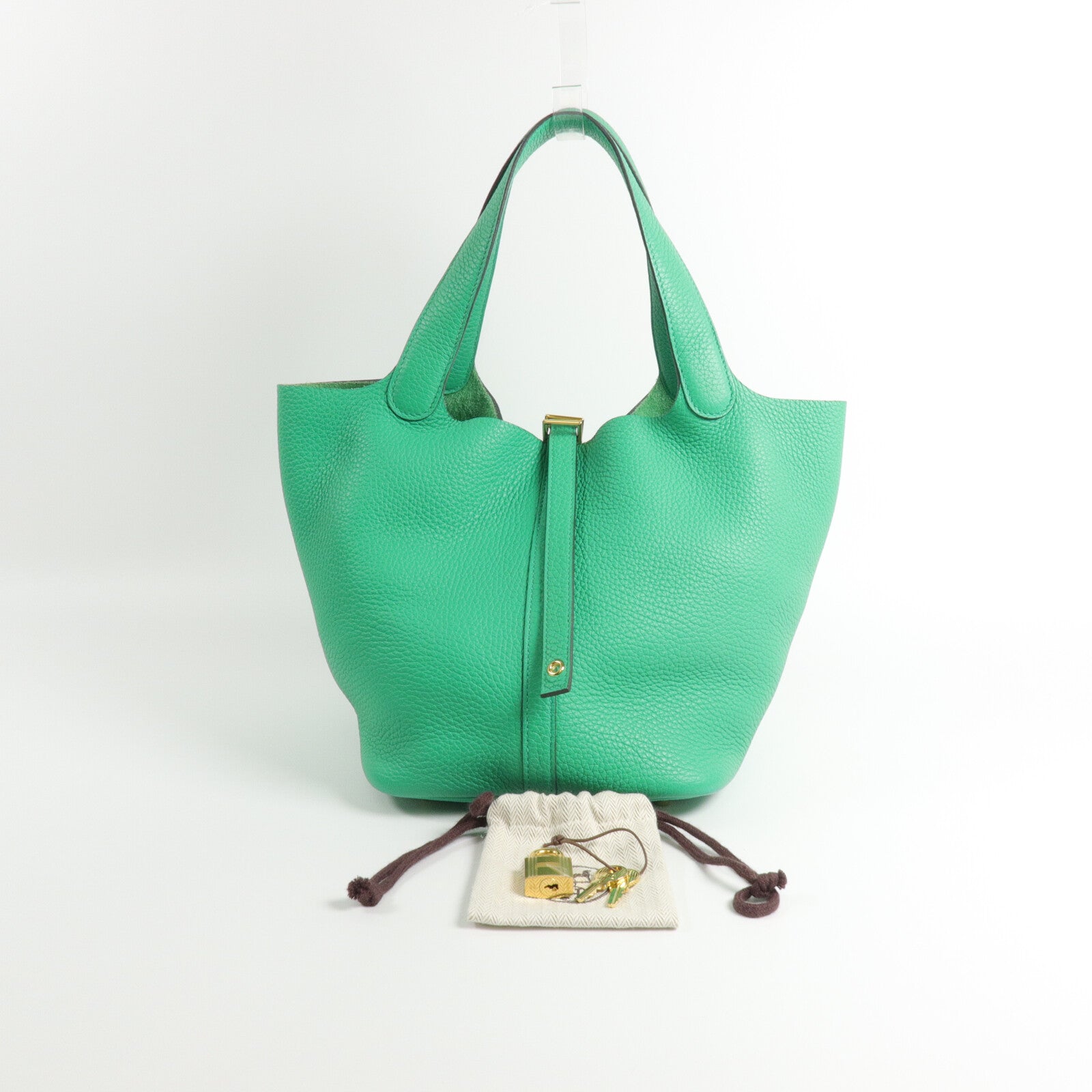 HERMES Clemence皮革Picotin MM手挽袋Menthe