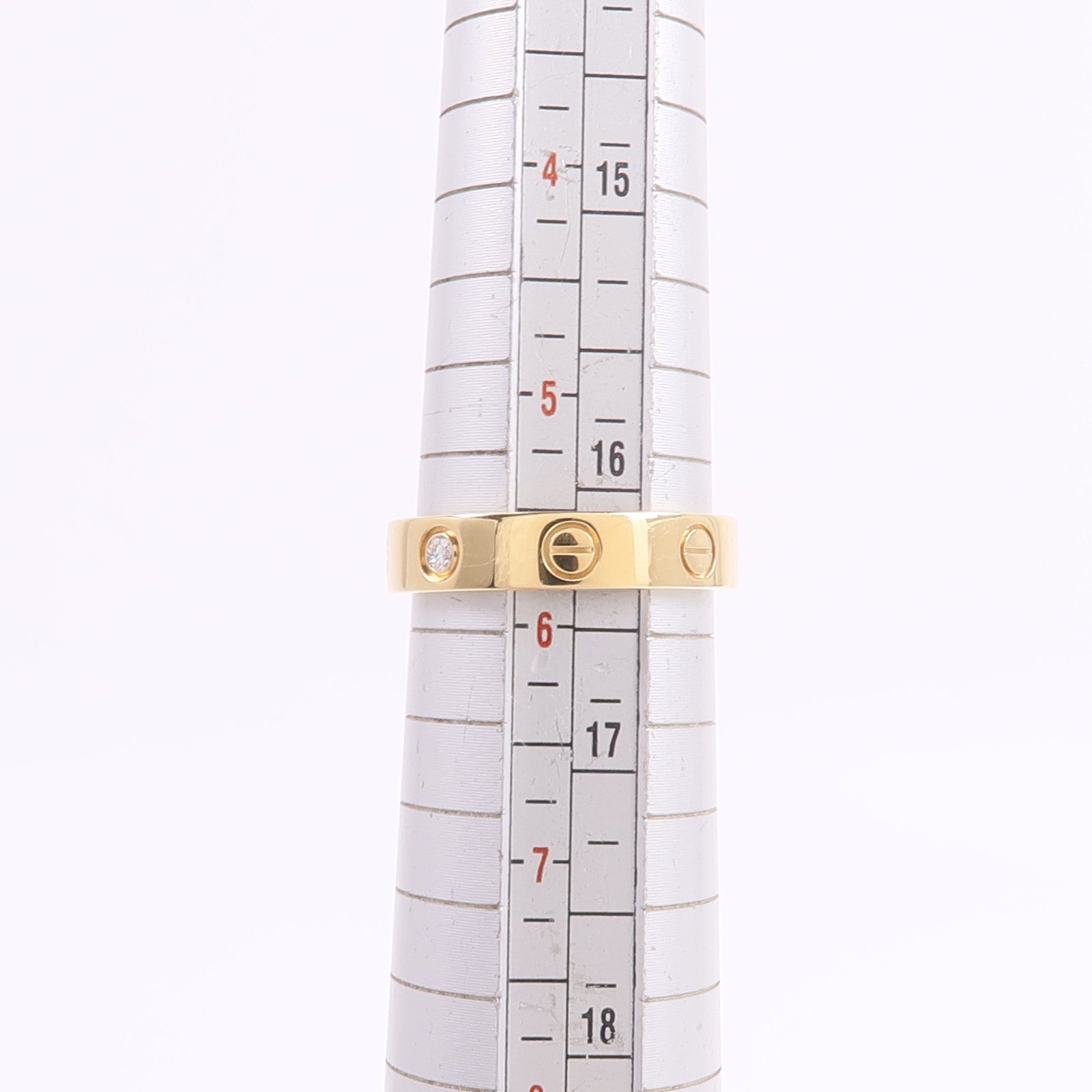 CARTIER 18K黃金Mini Love Ring 1 Diamond鑽石戒指