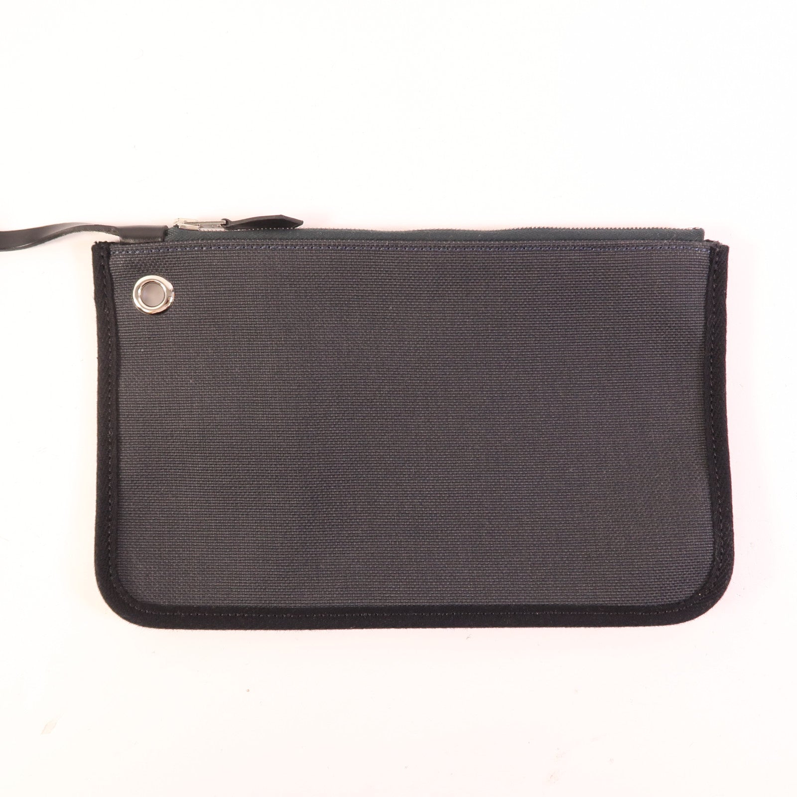HERMES 帆布Herbag PM銀扣手挽肩背兩用袋Ardoise