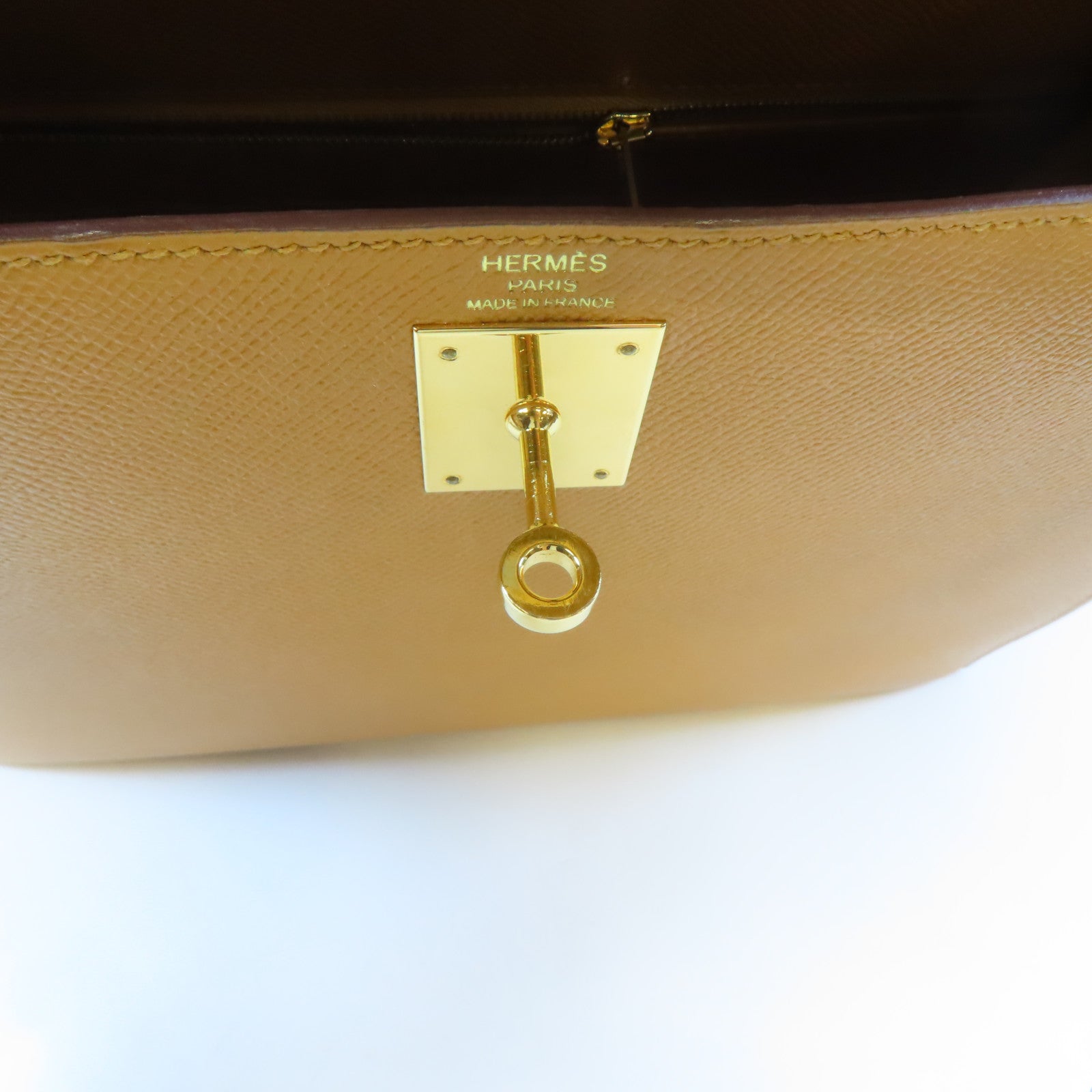 HERMES Epsom皮革Kelly 28金扣手挽肩背兩用袋Caramel/啡色