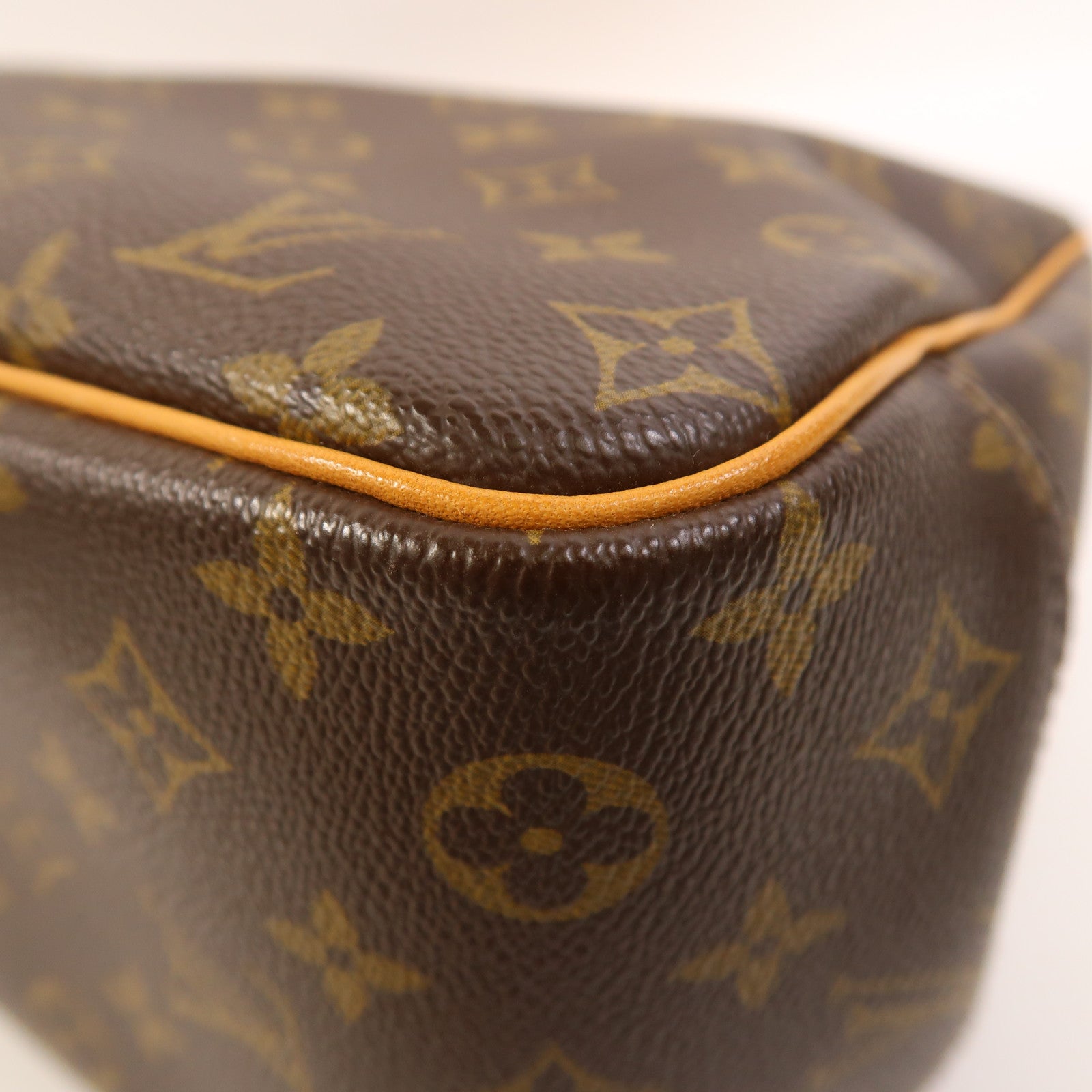 LOUIS VUITTON Monogram Deauville金扣手挽袋棕色