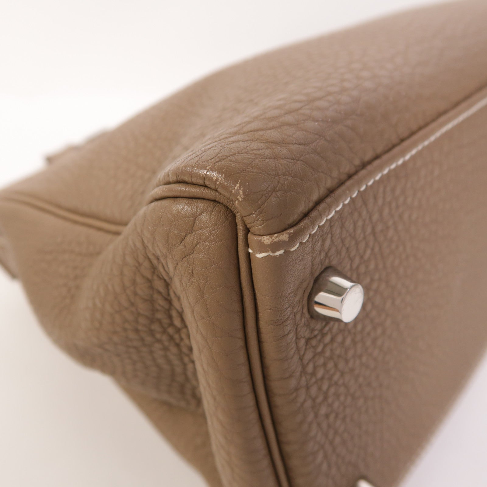 HERMES Togo皮革Kelly 32銀扣手挽肩背兩用袋Etoupe