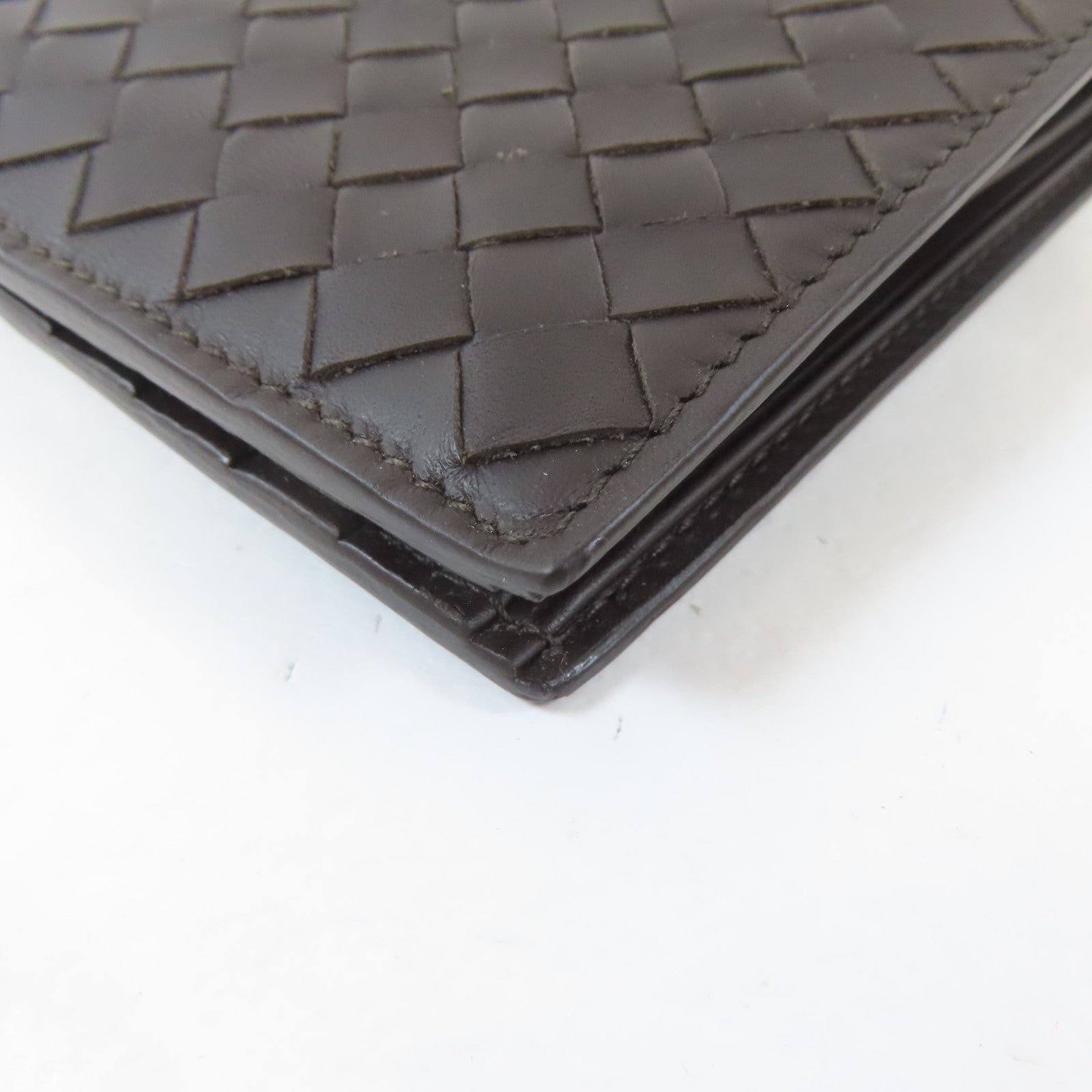 BOTTEGA VENETA 織紋羊皮皮革Bifold Wallet錢包啡色