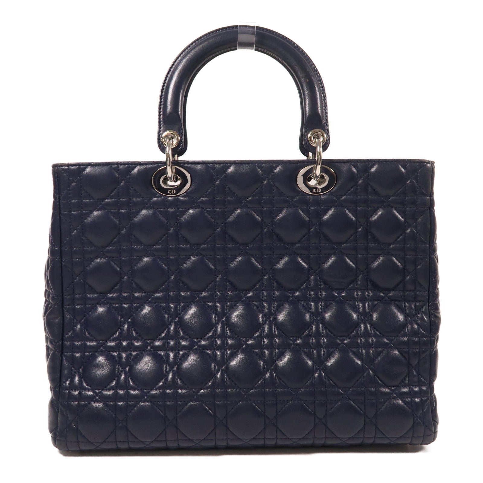 Dior 羊皮皮革Lady Dior Large銀扣手挽肩背兩用袋