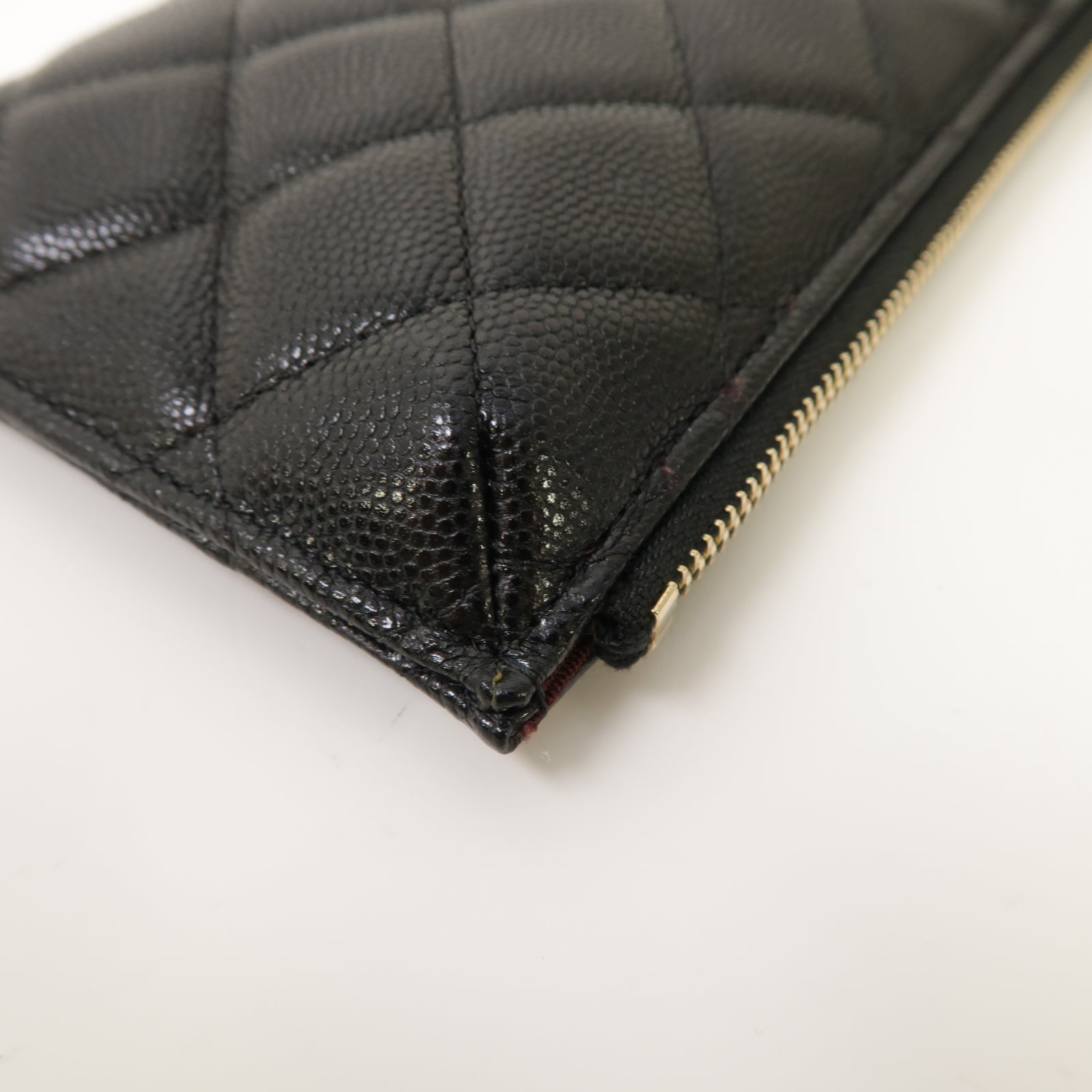 CHANEL 【激減優惠】菱格Caviar皮革Clutch Bag金扣手拿包黑色