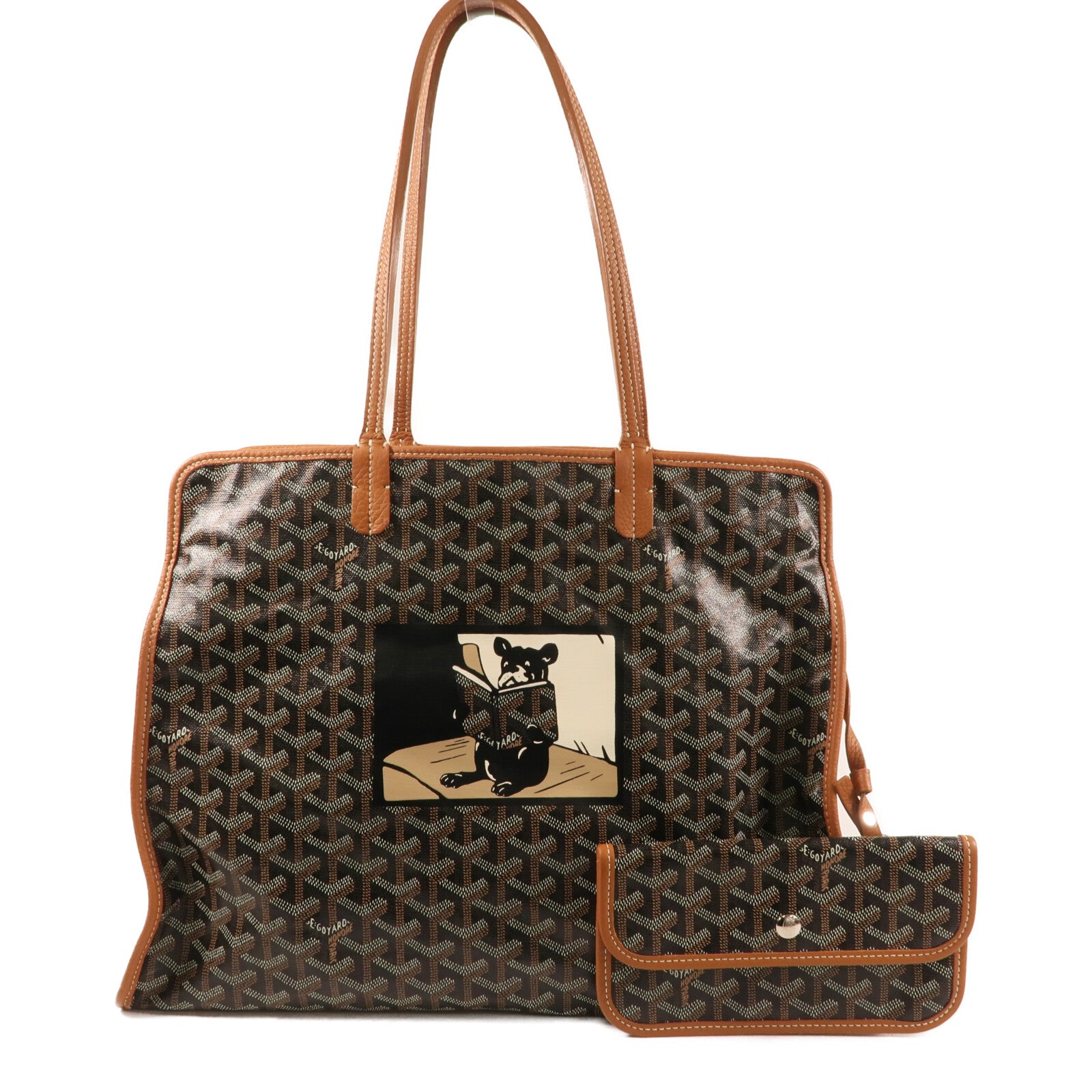GOYARD 塗層帆布Hardy PM銀扣手挽袋