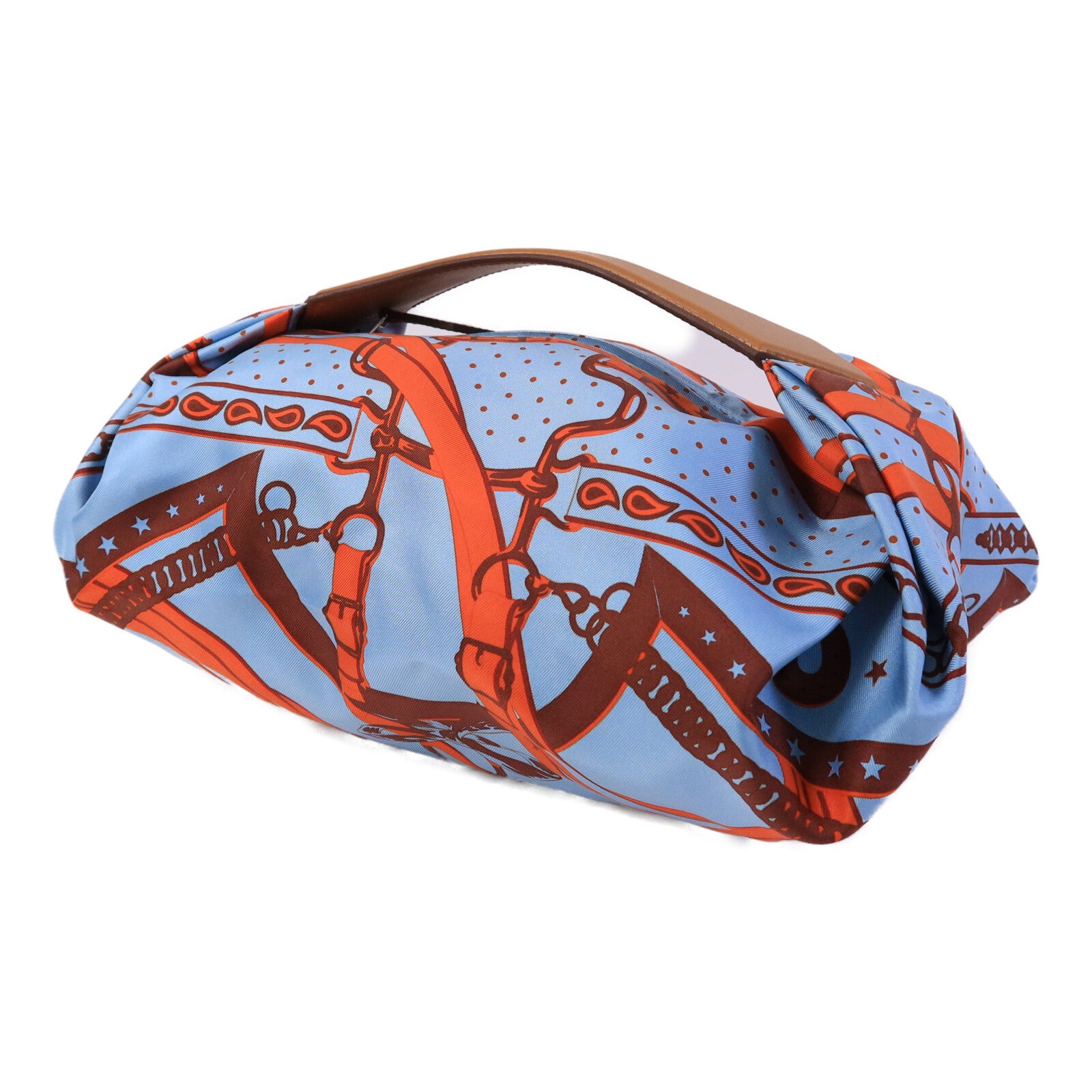 HERMES 絲質/Hunter皮革Balusoie Bag手挽袋