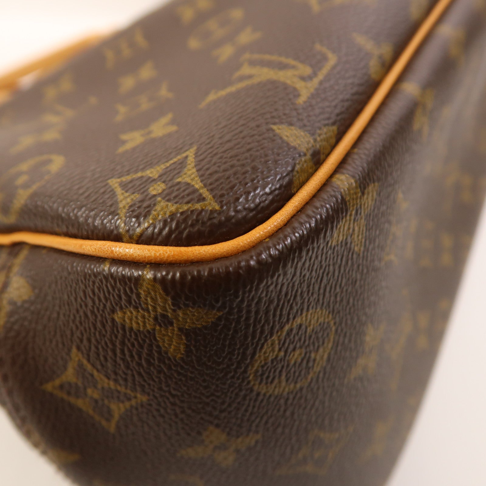 LOUIS VUITTON Monogram Deauville金扣手挽袋棕色