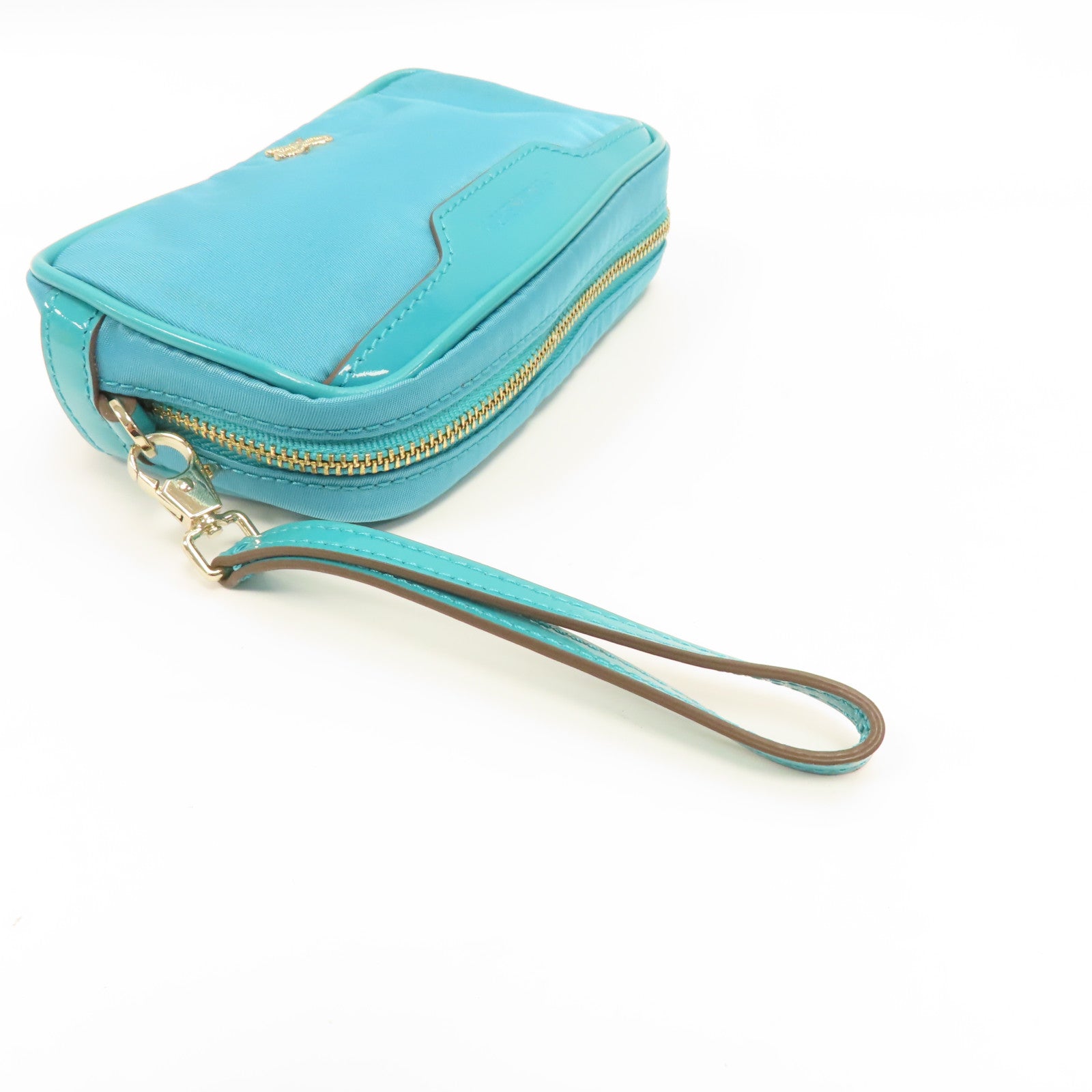 ANYA HINDMARCH 尼龍Clutch Bag金扣手拿包藍色