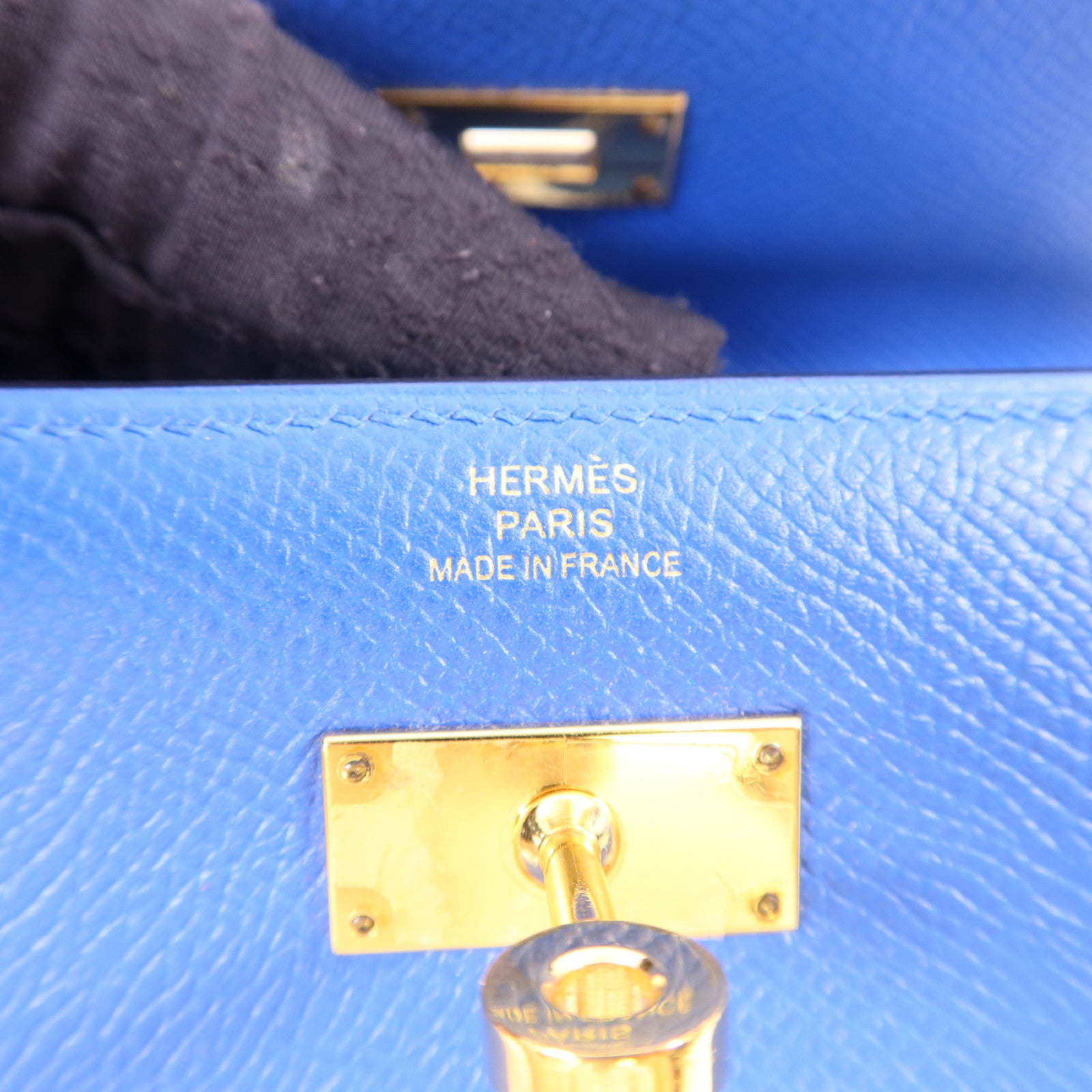 HERMES Epsom皮革Kelly Short Wallet金扣錢包Blue Zanzibar