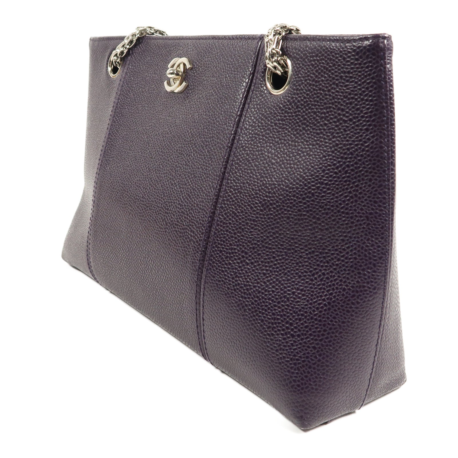 CHANEL 牛皮皮革Chain Shoulder銀扣鏈帶肩背袋