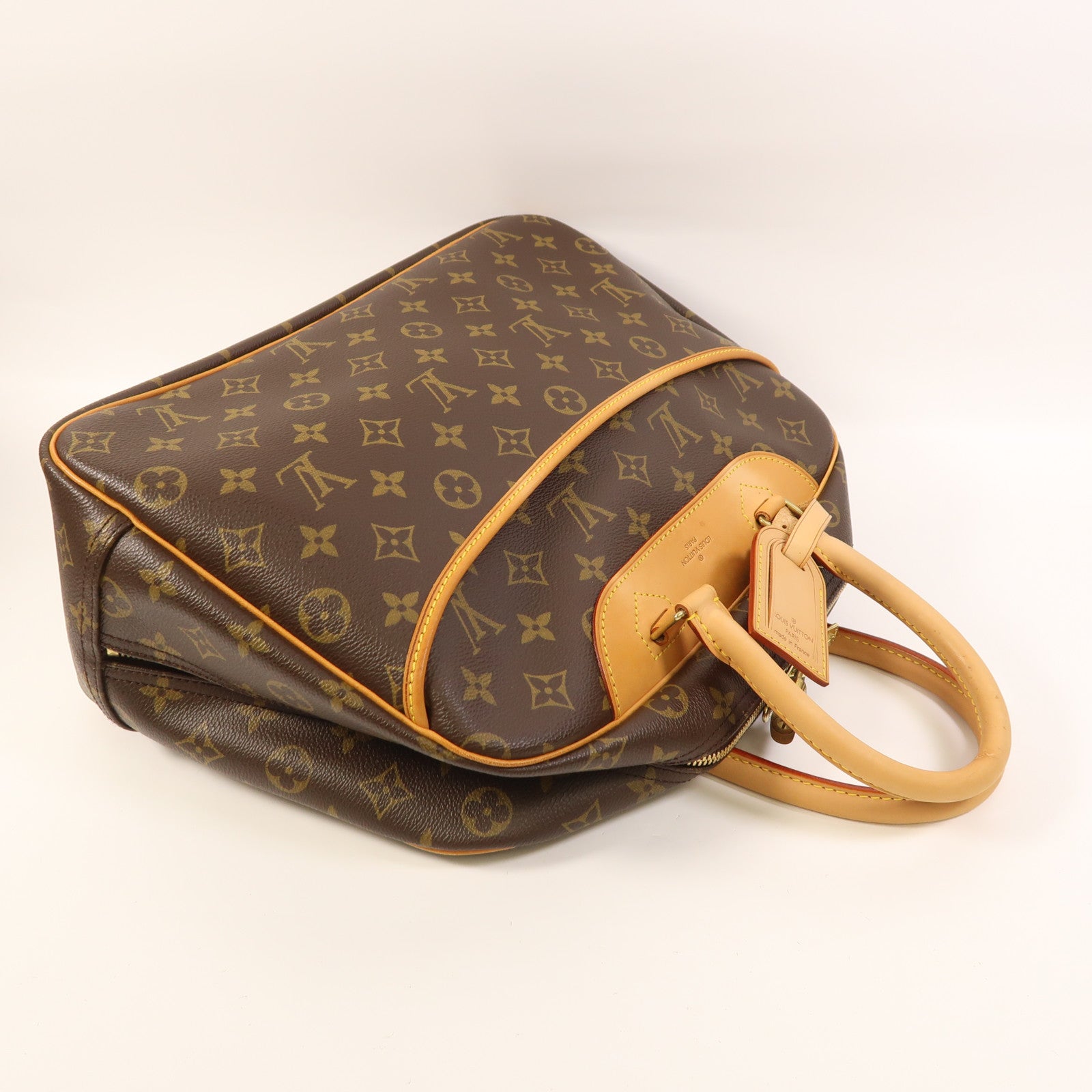 LOUIS VUITTON Monogram Deauville金扣手挽袋棕色