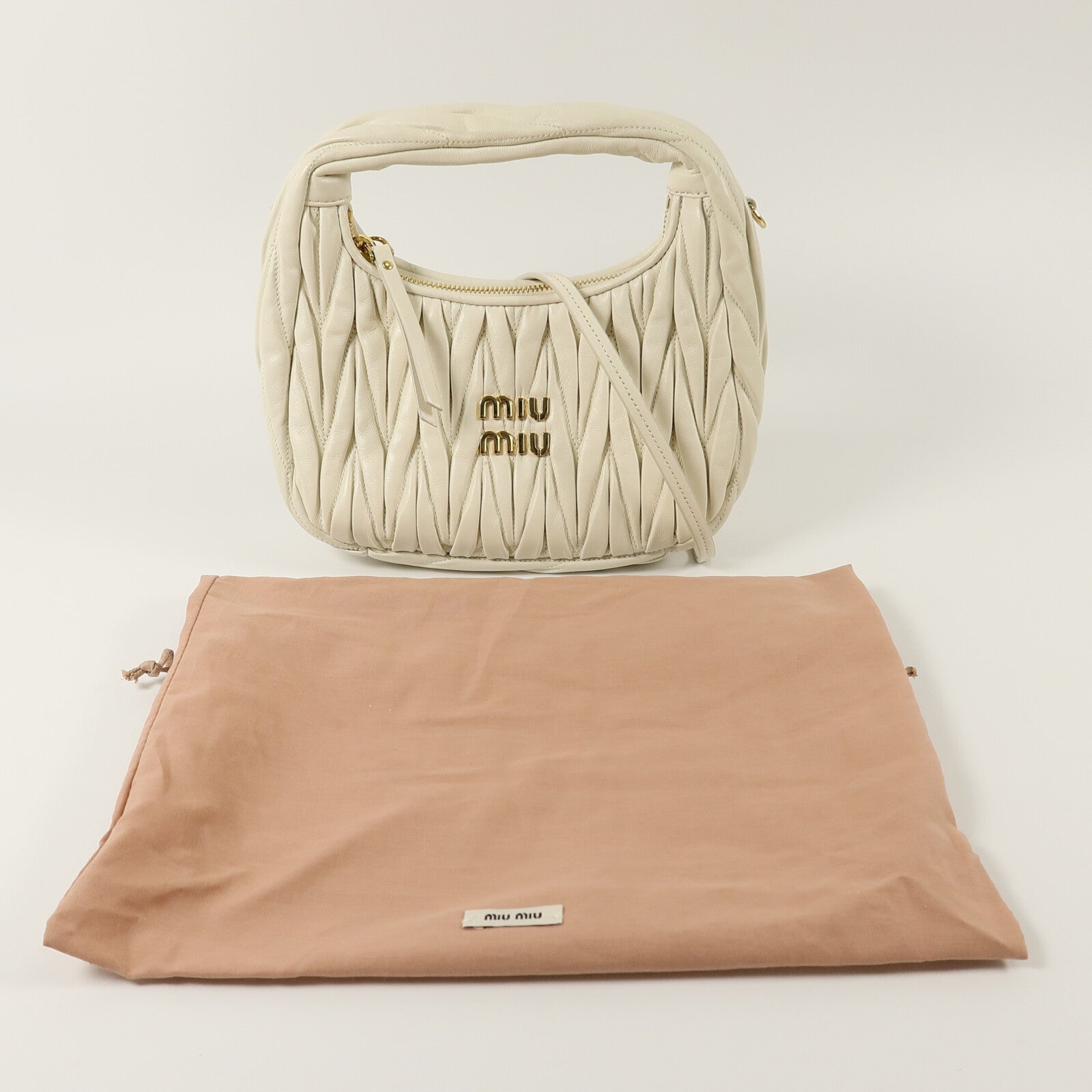Miu Miu 羊皮皮革Wander Matelasse Hobo手挽肩背兩用袋