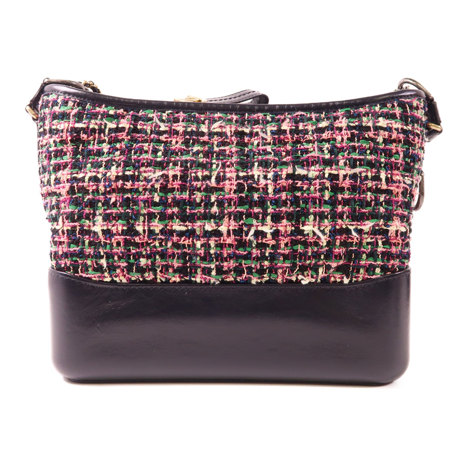 CHANEL 粗花呢/皮革Gabrielle Medium鏈帶肩背袋